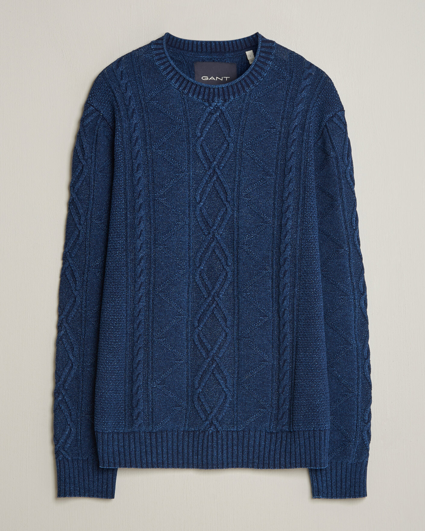 Herr | Tröjor | GANT | Indigo Aran Knitted Sweater Rich Navy