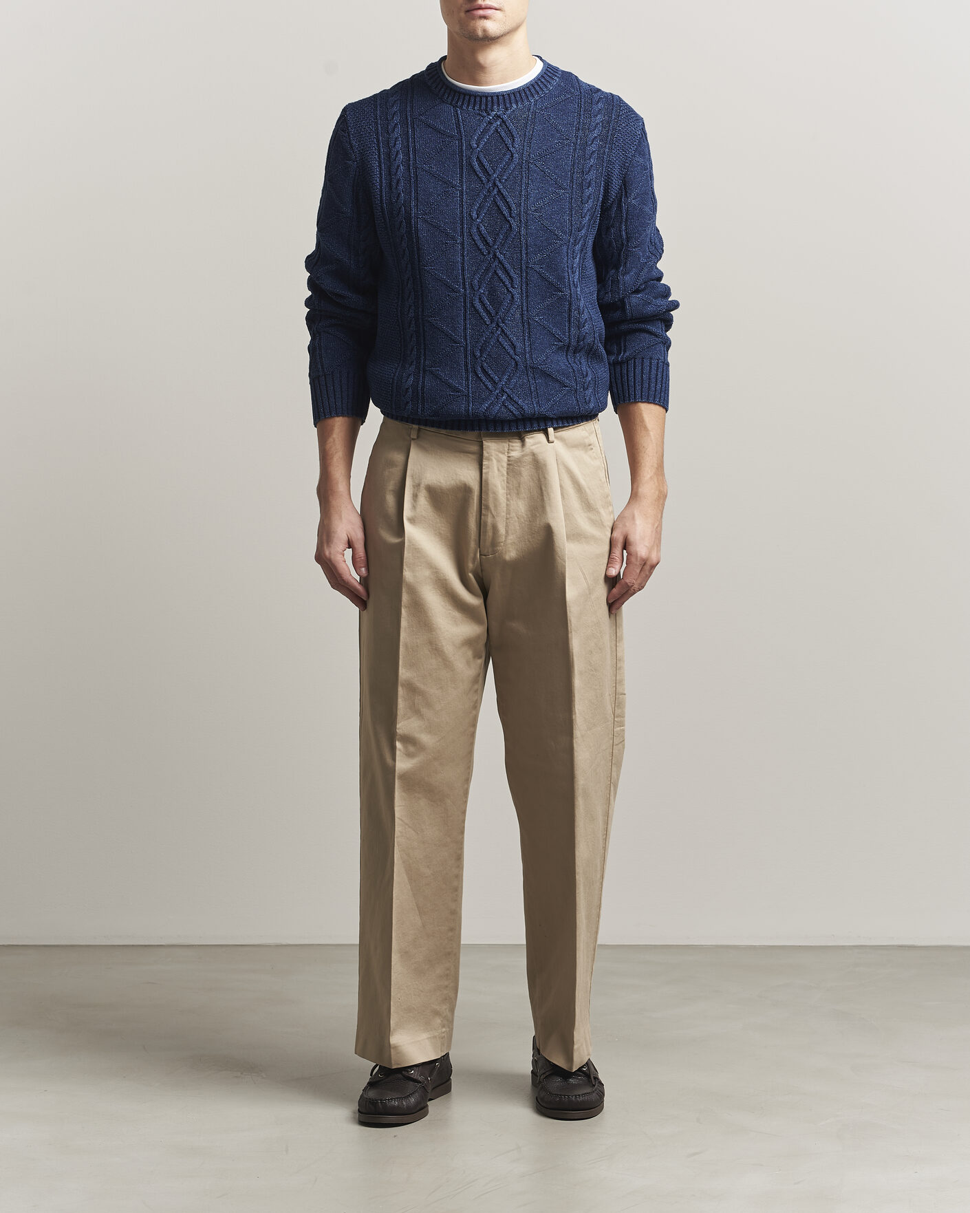 Herr | Tröjor | Gant | Indigo Aran Knitted Sweater Rich Navy