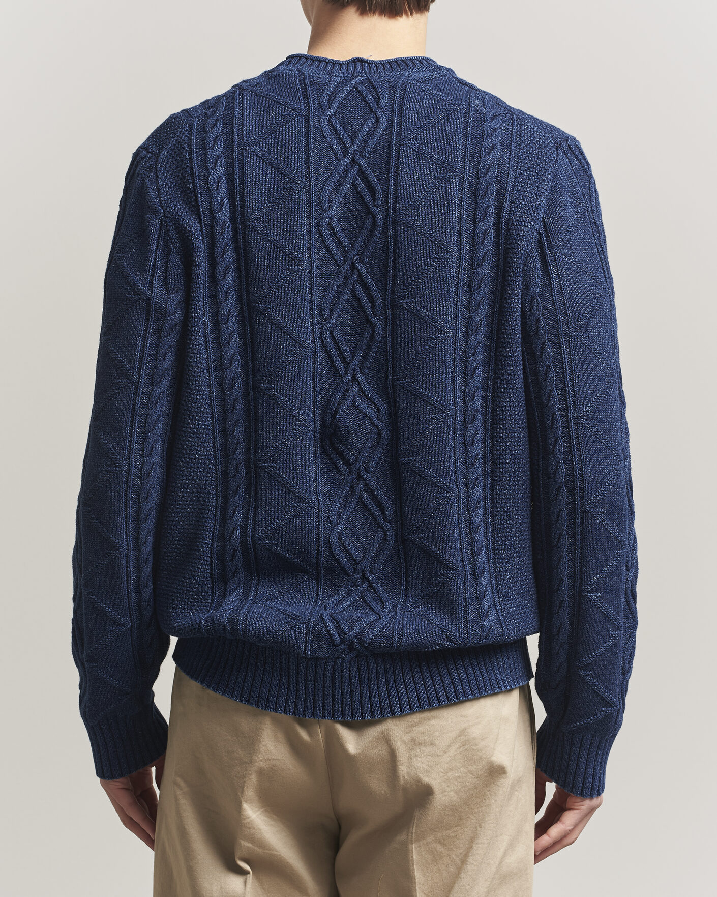 Herr | Tröjor | GANT | Indigo Aran Knitted Sweater Rich Navy