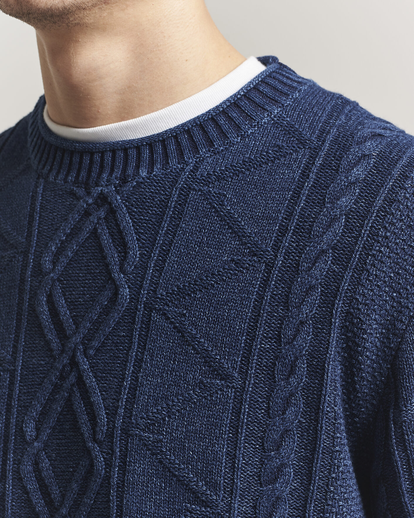 Herr | Tröjor | Gant | Indigo Aran Knitted Sweater Rich Navy