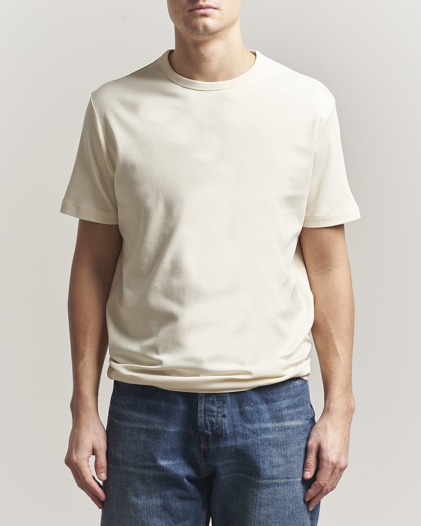 Herr | T-Shirts | Gant | Interlock Crew Neck T-Shirt Creamed White