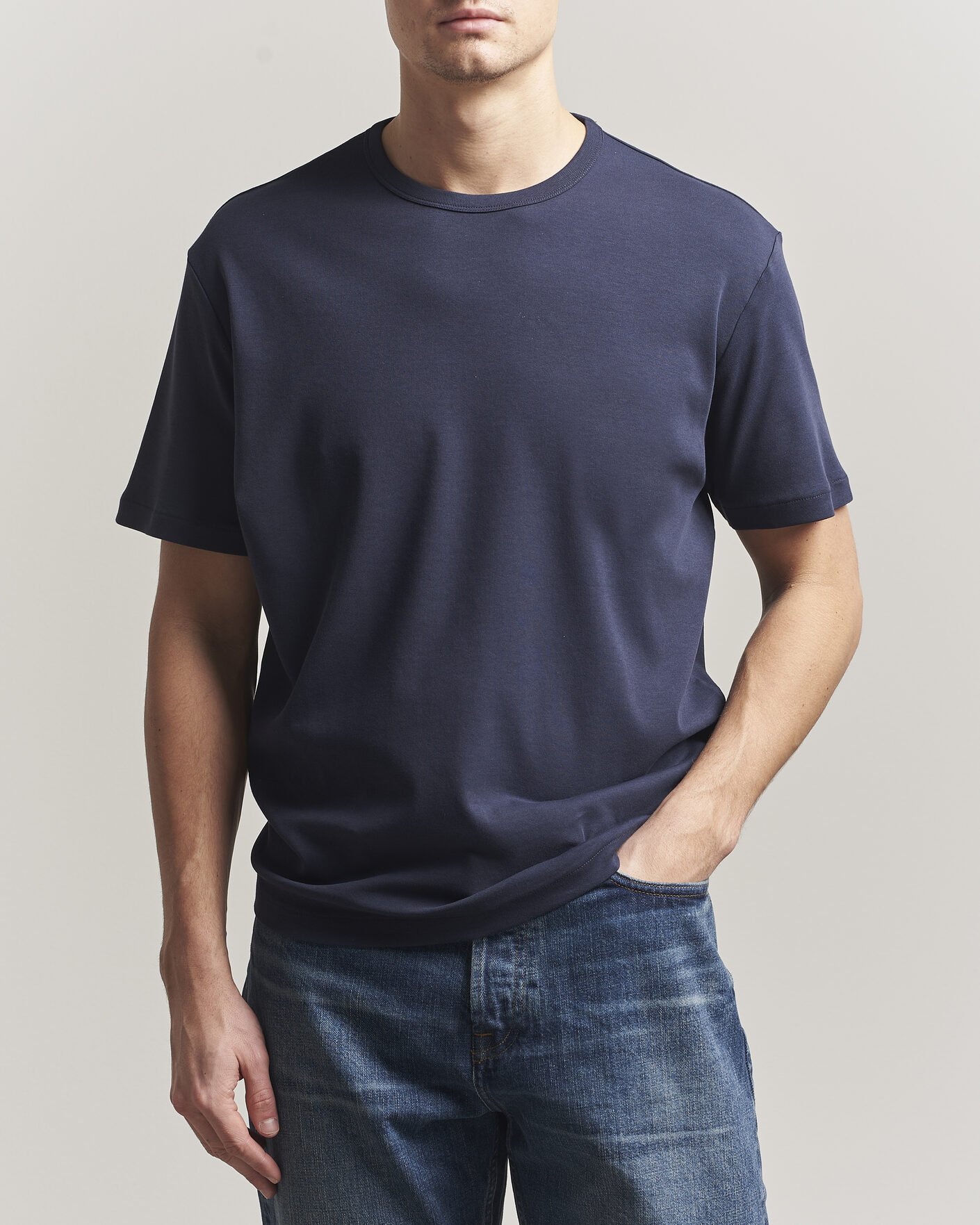 Herr | T-Shirts | Gant | Interlock Crew Neck T-Shirt Evening Blue