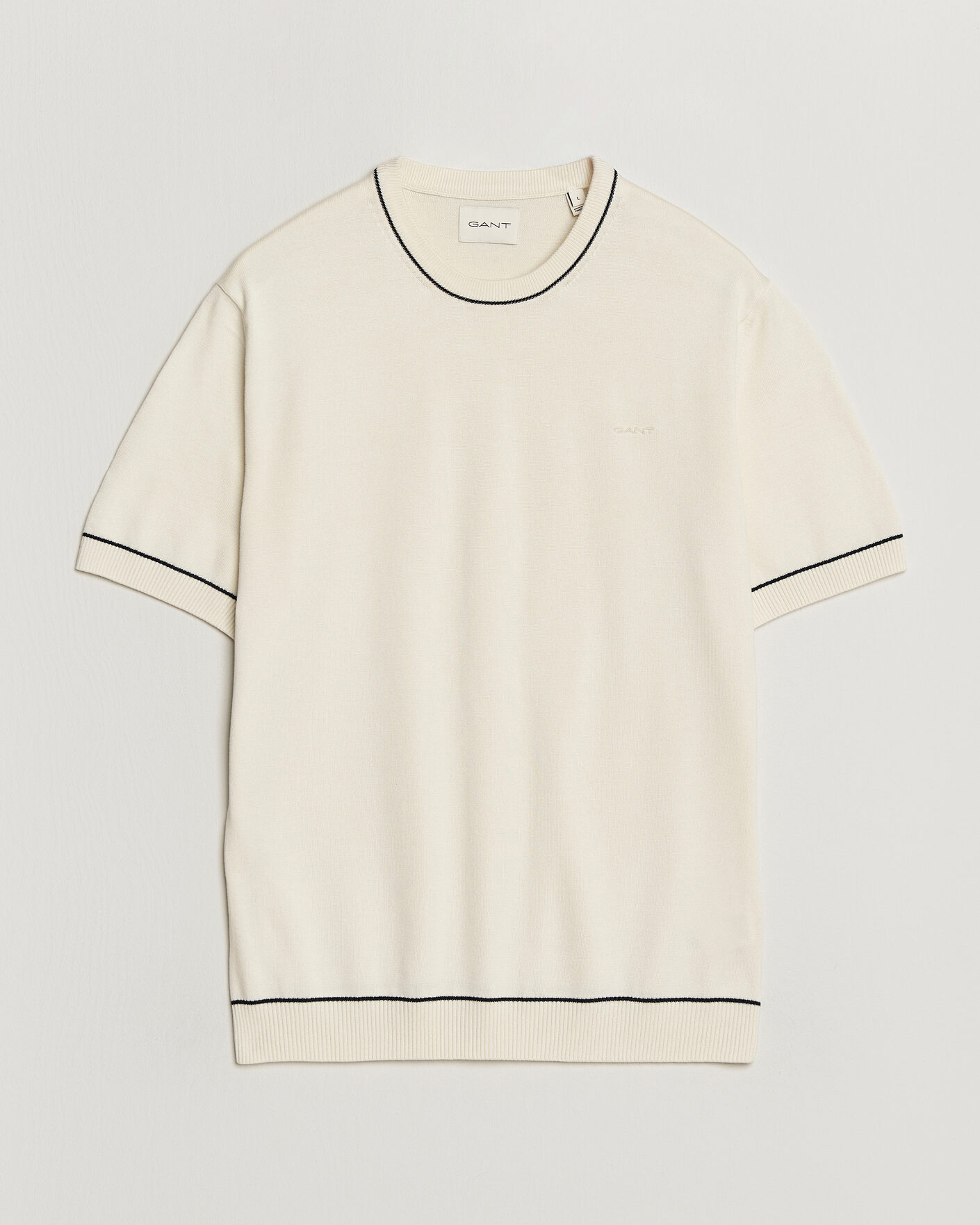 Herr | T-Shirts | GANT | Cotton/Model Knitted T-Shirt Cream