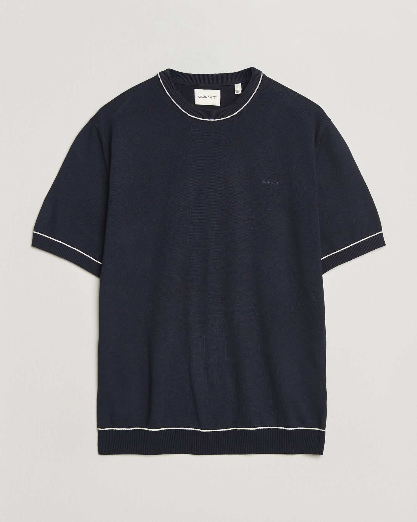 Herr | T-Shirts | Gant | Cotton/Model Knitted T-Shirt Evening Blue