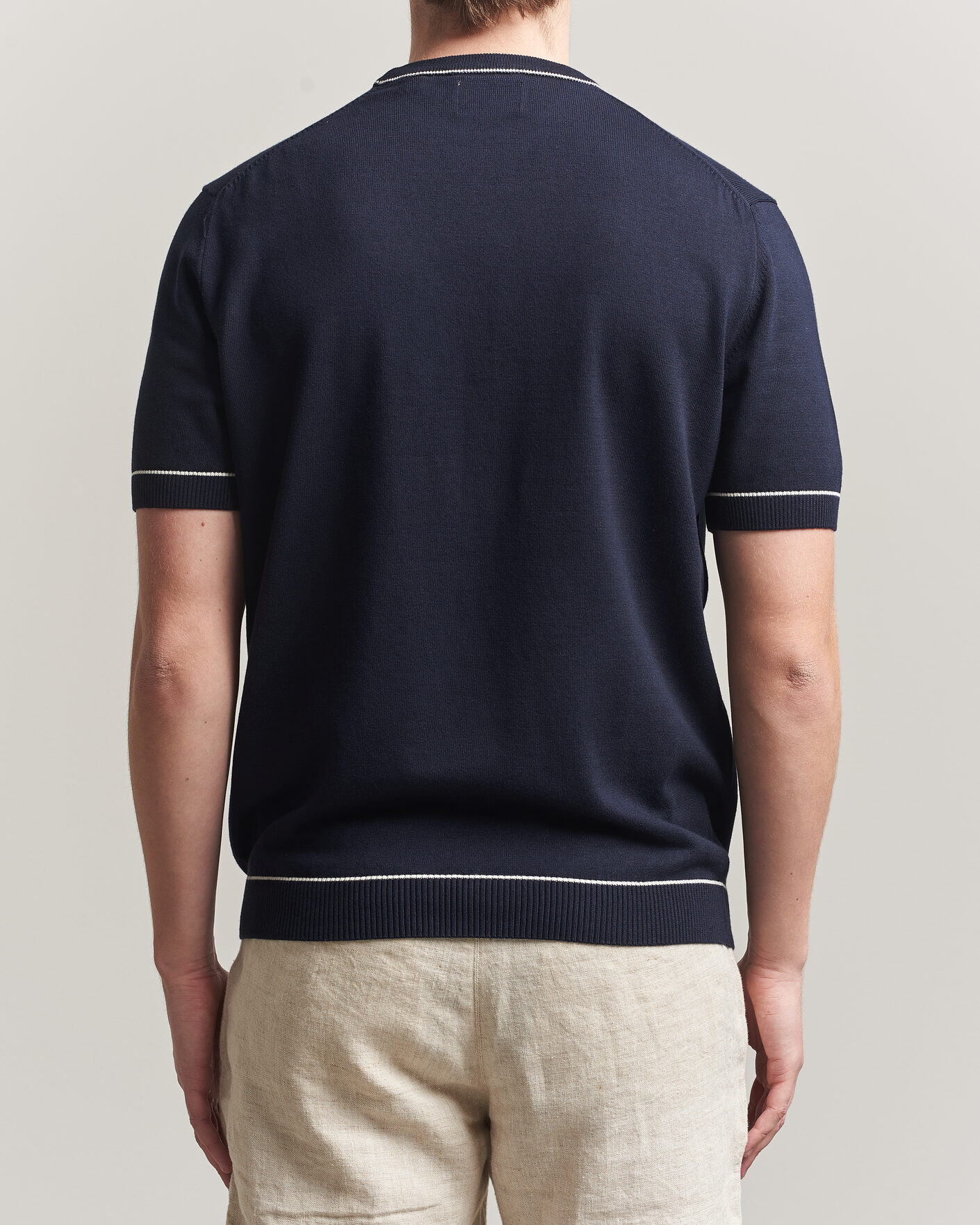 Herr | T-Shirts | GANT | Cotton/Model Knitted T-Shirt Evening Blue