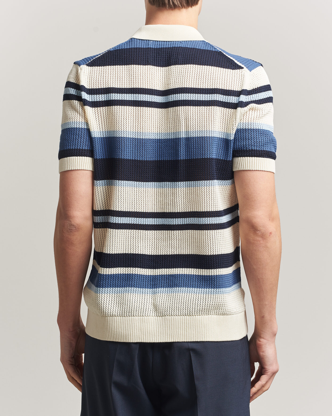 Herr | Skjortor | Gant | Striped Knitted Short Sleeve Shirt Vintage Blue