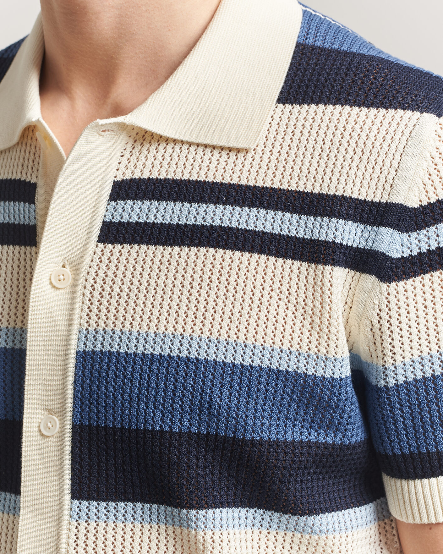 Herr | Skjortor | Gant | Striped Knitted Short Sleeve Shirt Vintage Blue