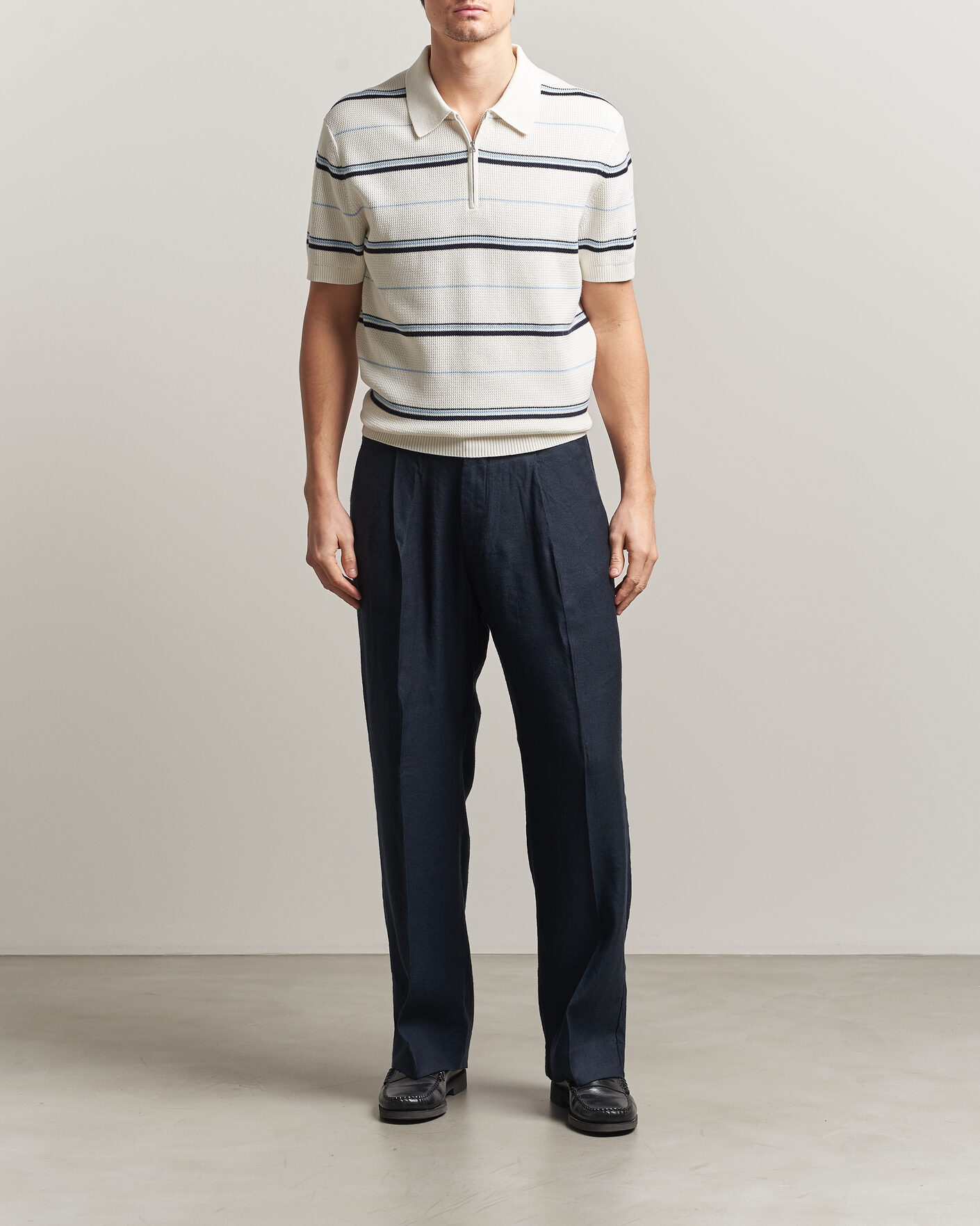 Herr | Pikéer | GANT | Striped Knitted Polo Eggshell