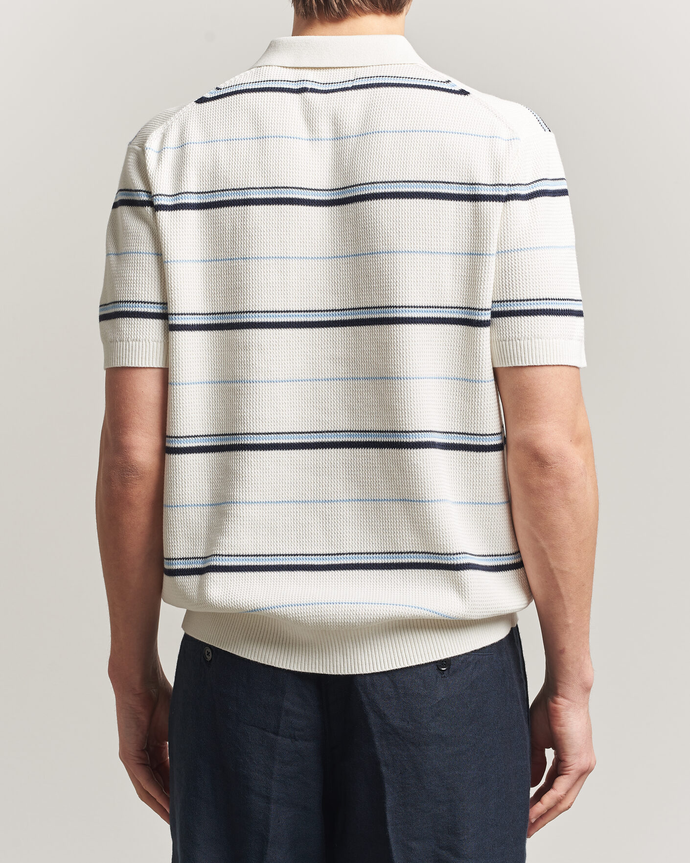 Herr | Pikéer | Gant | Striped Knitted Polo Eggshell