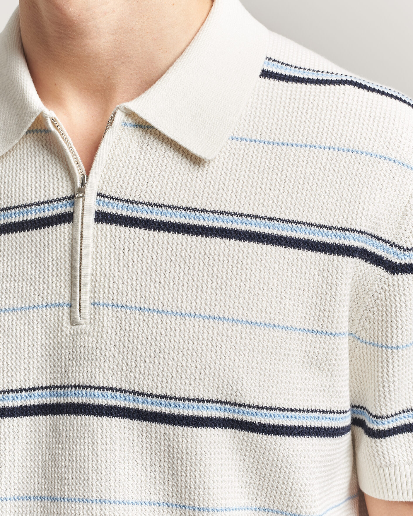 Herr | Pikéer | Gant | Striped Knitted Polo Eggshell