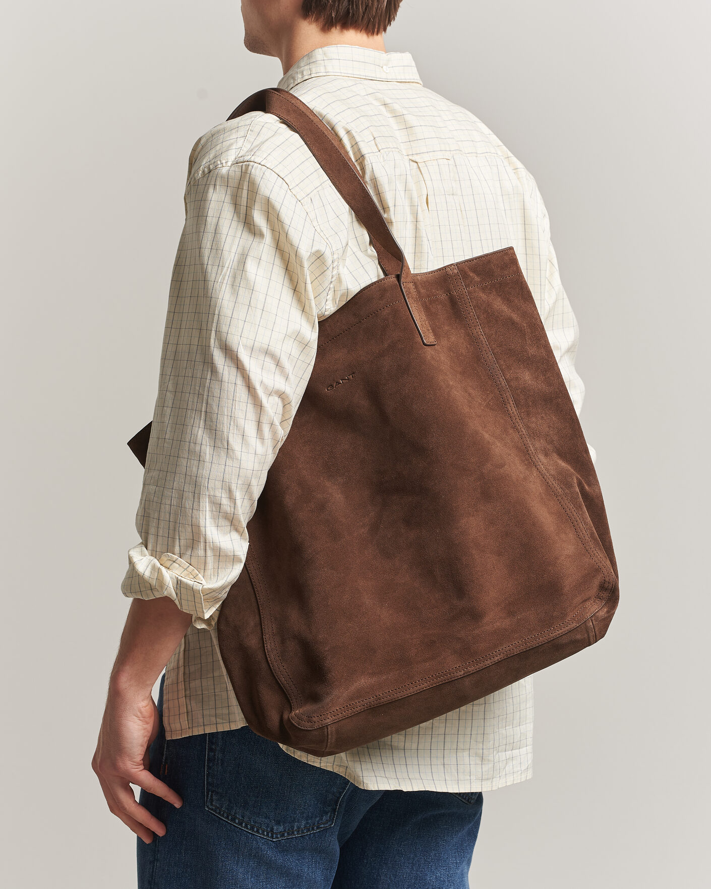 Herr | Väskor | Gant | Suede Tote Bag Mahogany Brown
