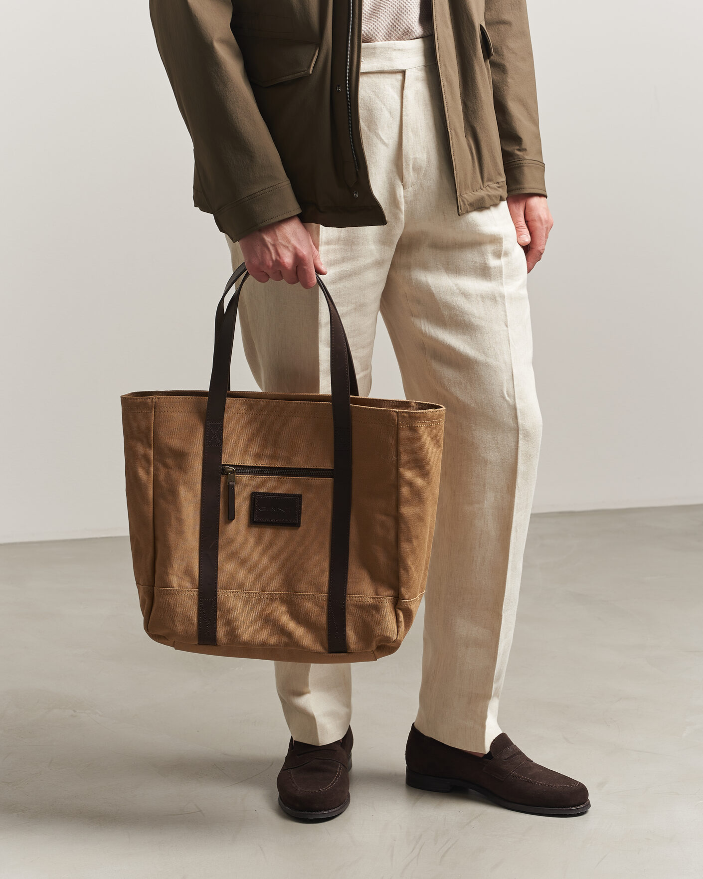 Herr | Väskor | Gant | Washed Canvas Tote Bag Warm Khaki