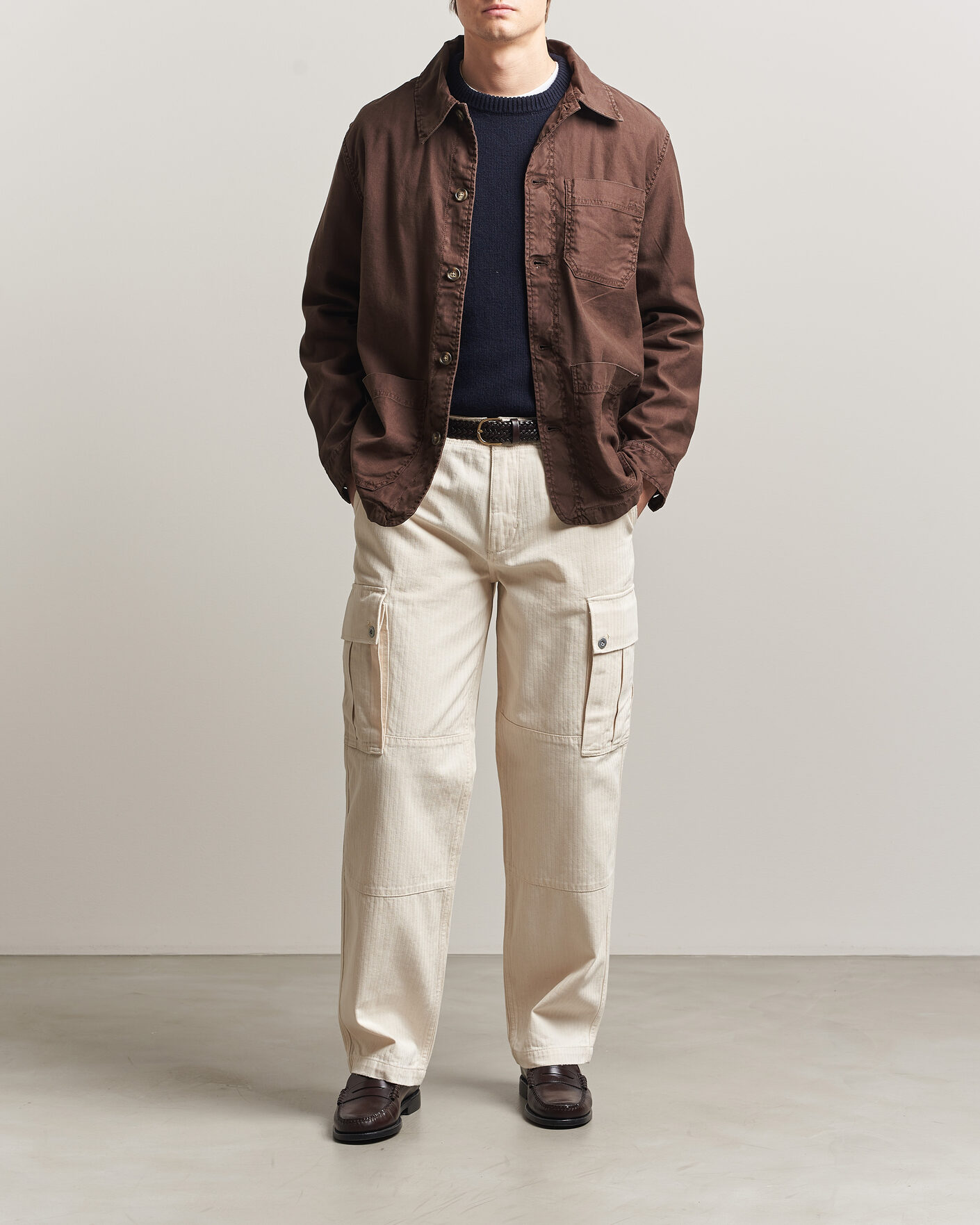 Herr | Byxor | Gant | Relaxed Fit Herringbone Cargo Pants Creamed White