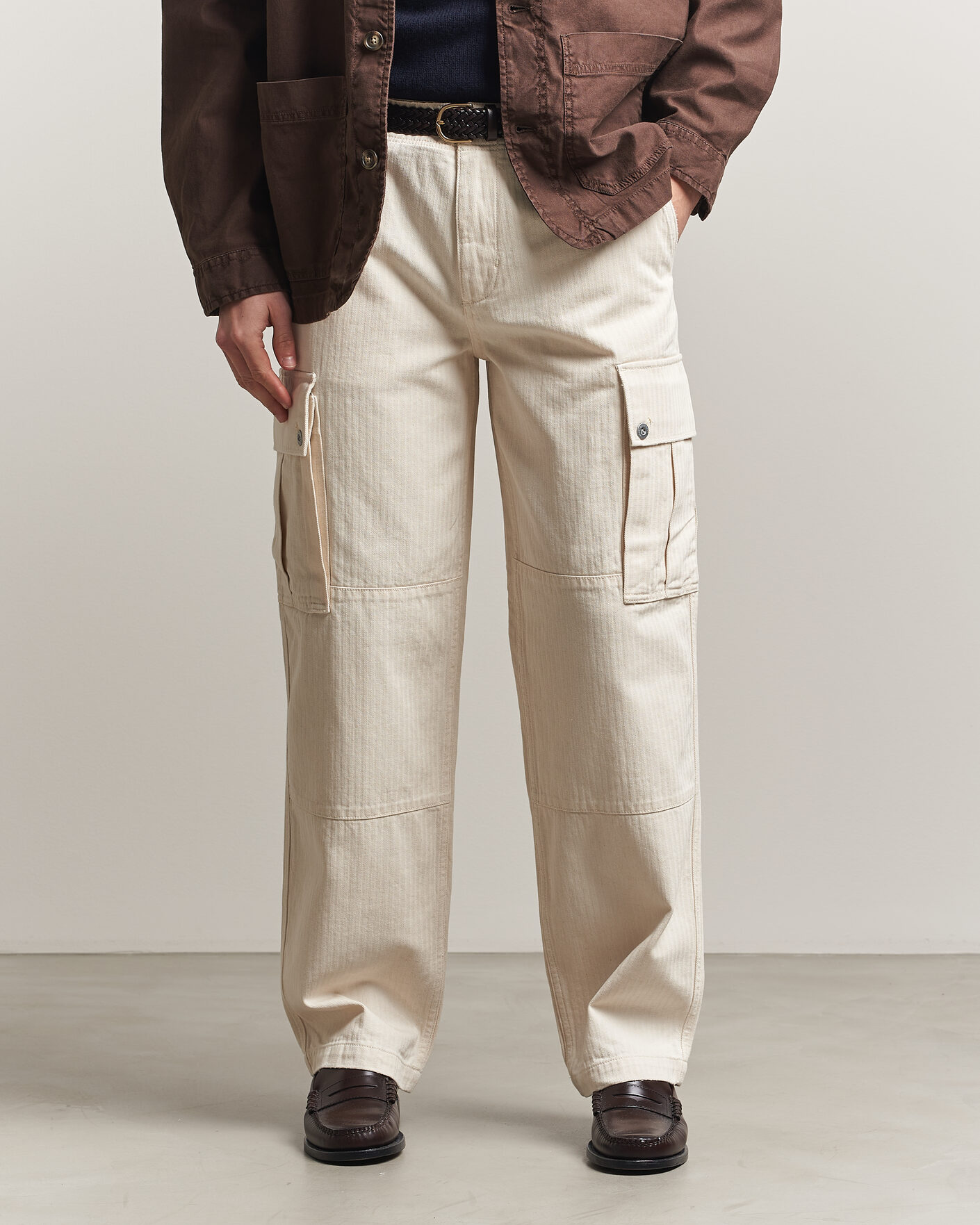 Herr | Byxor | Gant | Relaxed Fit Herringbone Cargo Pants Creamed White