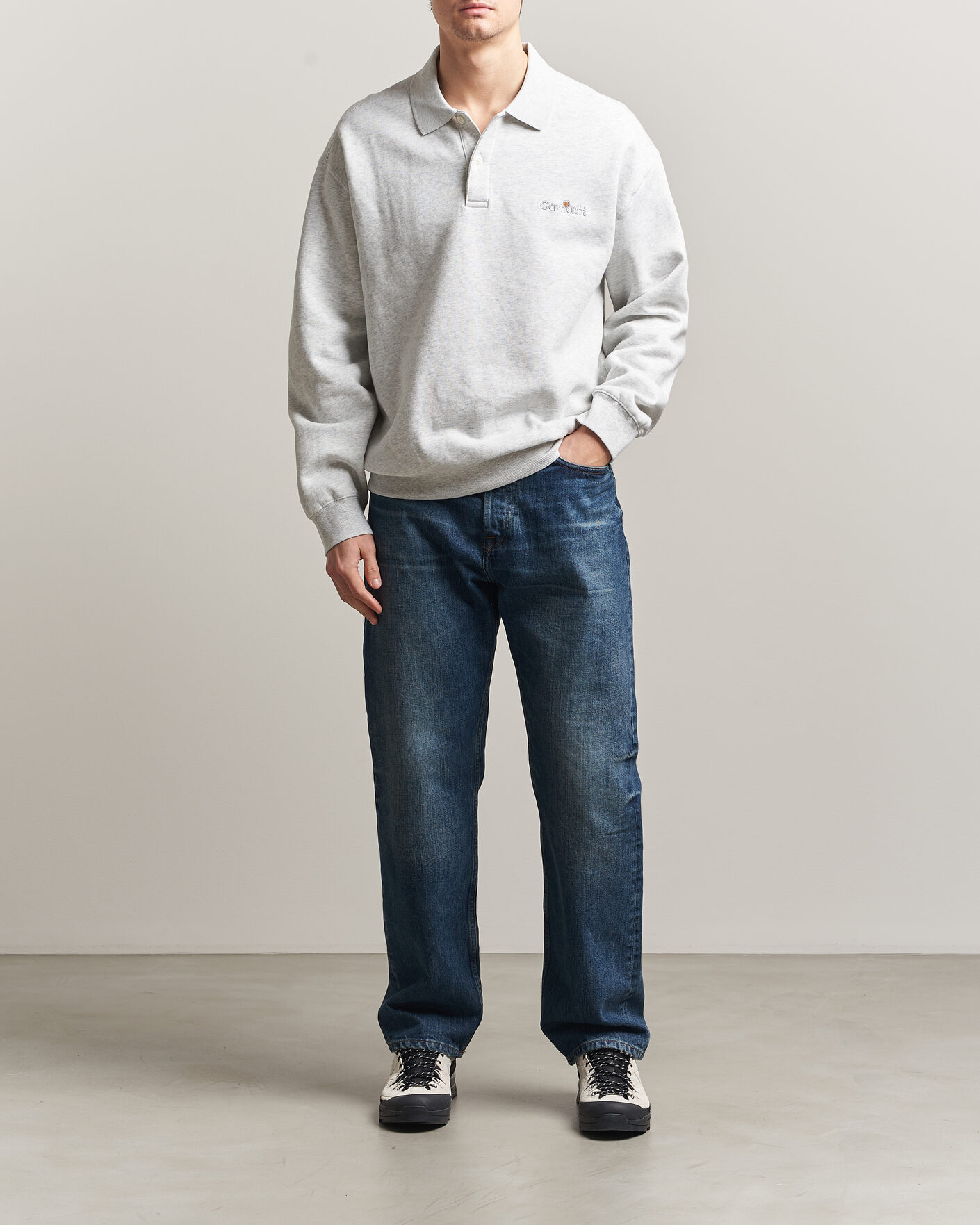 Herr | Tröjor | Carhartt WIP | WIP Label Polo Sweatshirt Ash Heather
