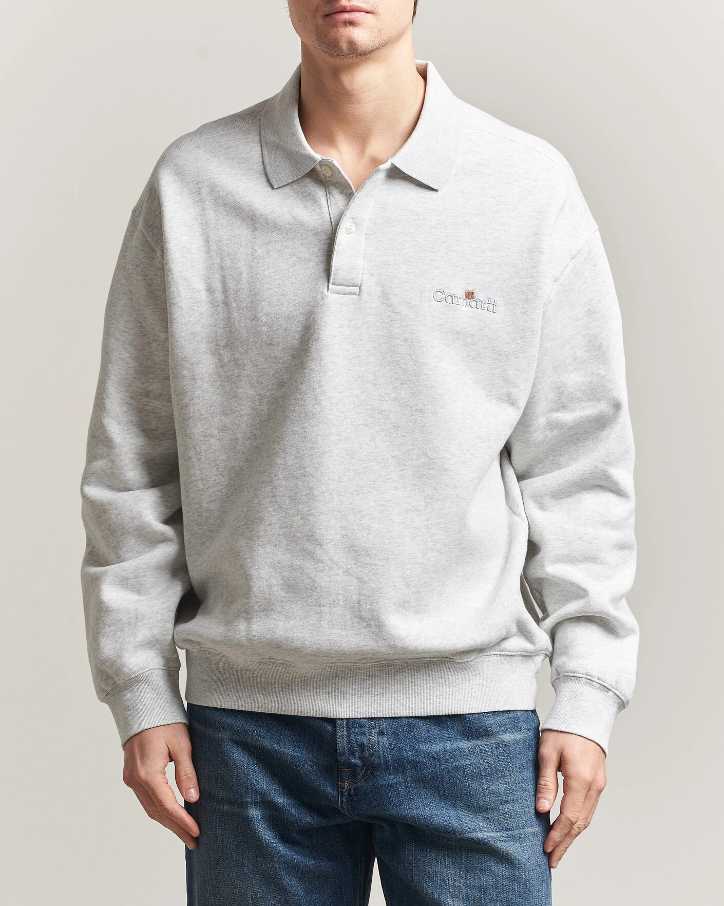 Herr | Tröjor | Carhartt WIP | WIP Label Polo Sweatshirt Ash Heather
