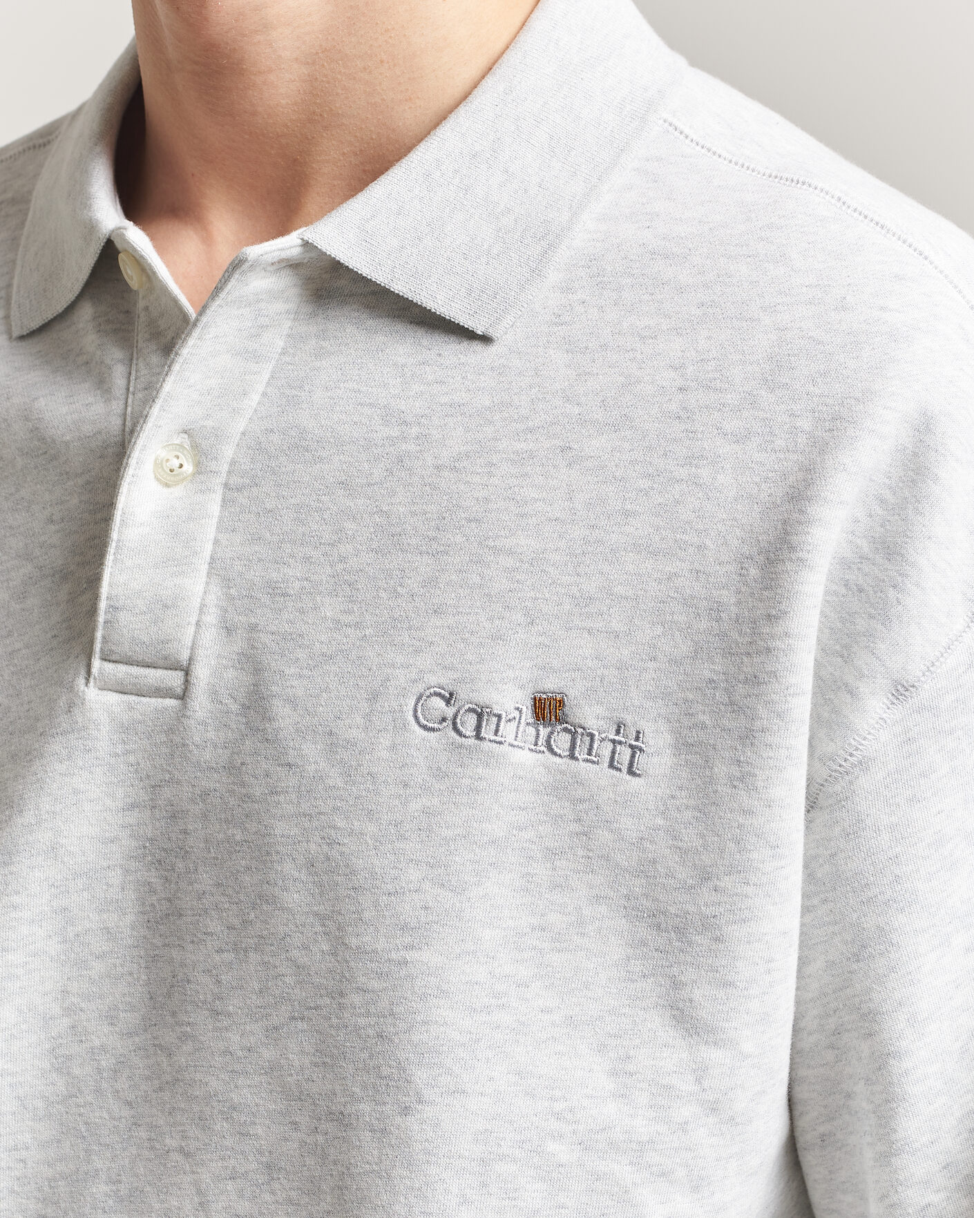 Herr | Tröjor | Carhartt WIP | WIP Label Polo Sweatshirt Ash Heather