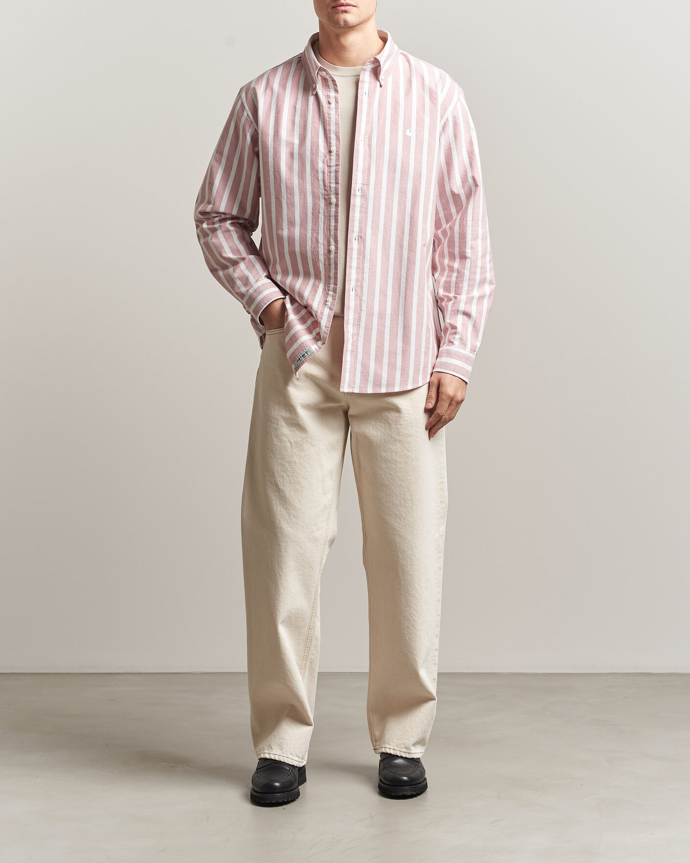 Herr | Skjortor | Carhartt WIP | Deven Striped Oxford Shirt Oxide Red