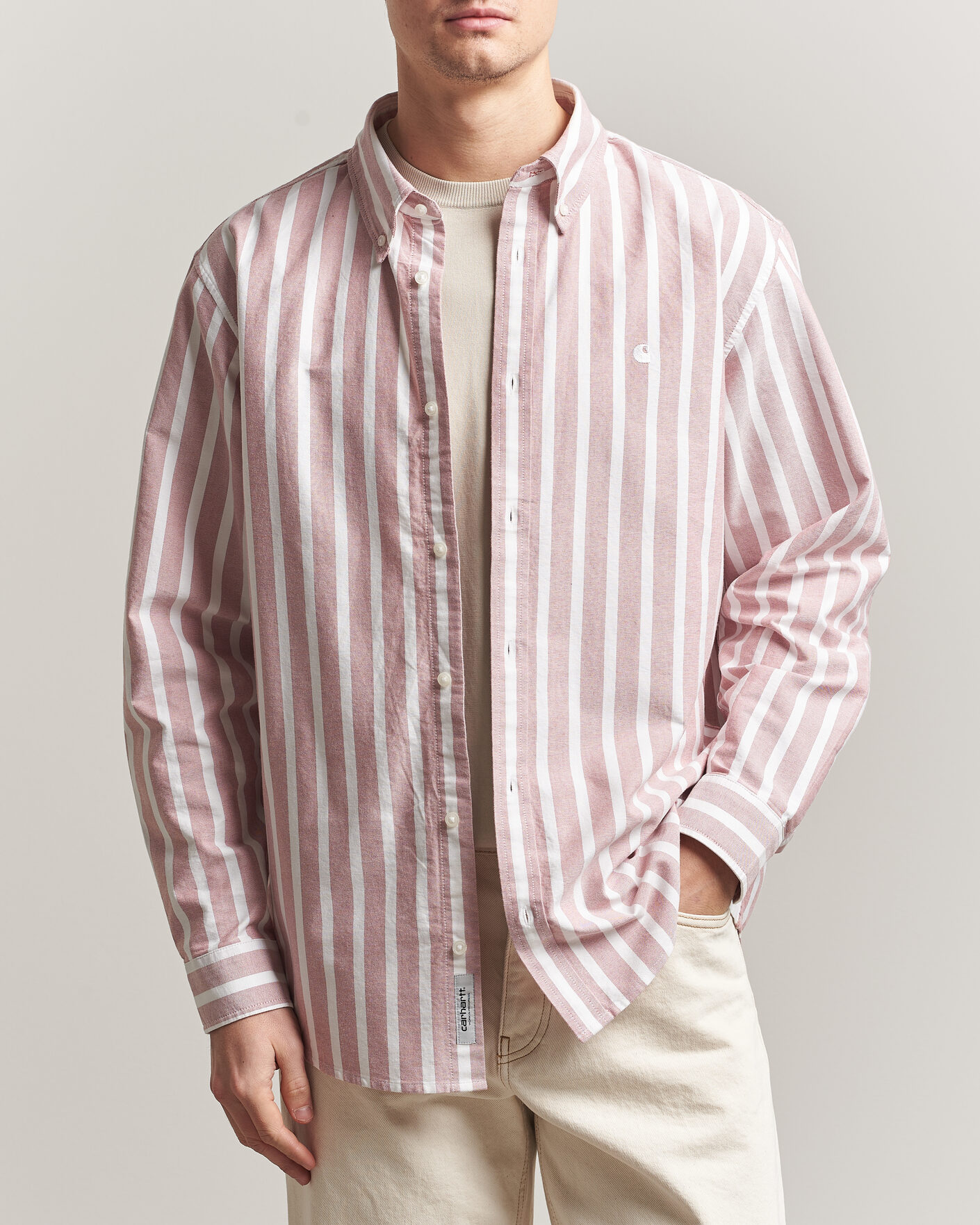 Herr | Skjortor | Carhartt WIP | Deven Striped Oxford Shirt Oxide Red