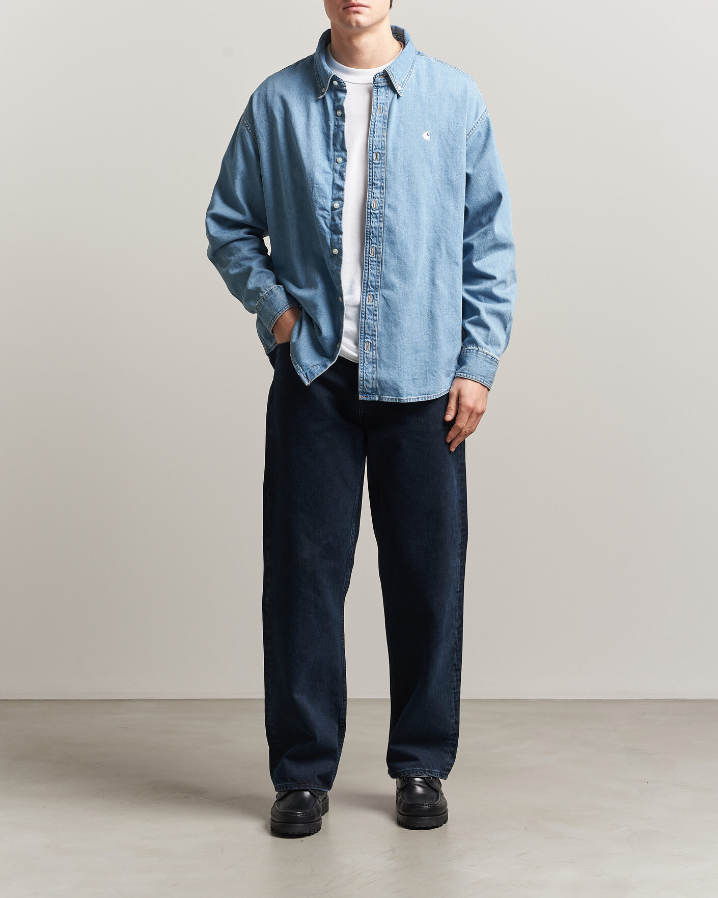 Herr | Skjortor | Carhartt WIP | Lucas Denim Shirt Blue Bleached