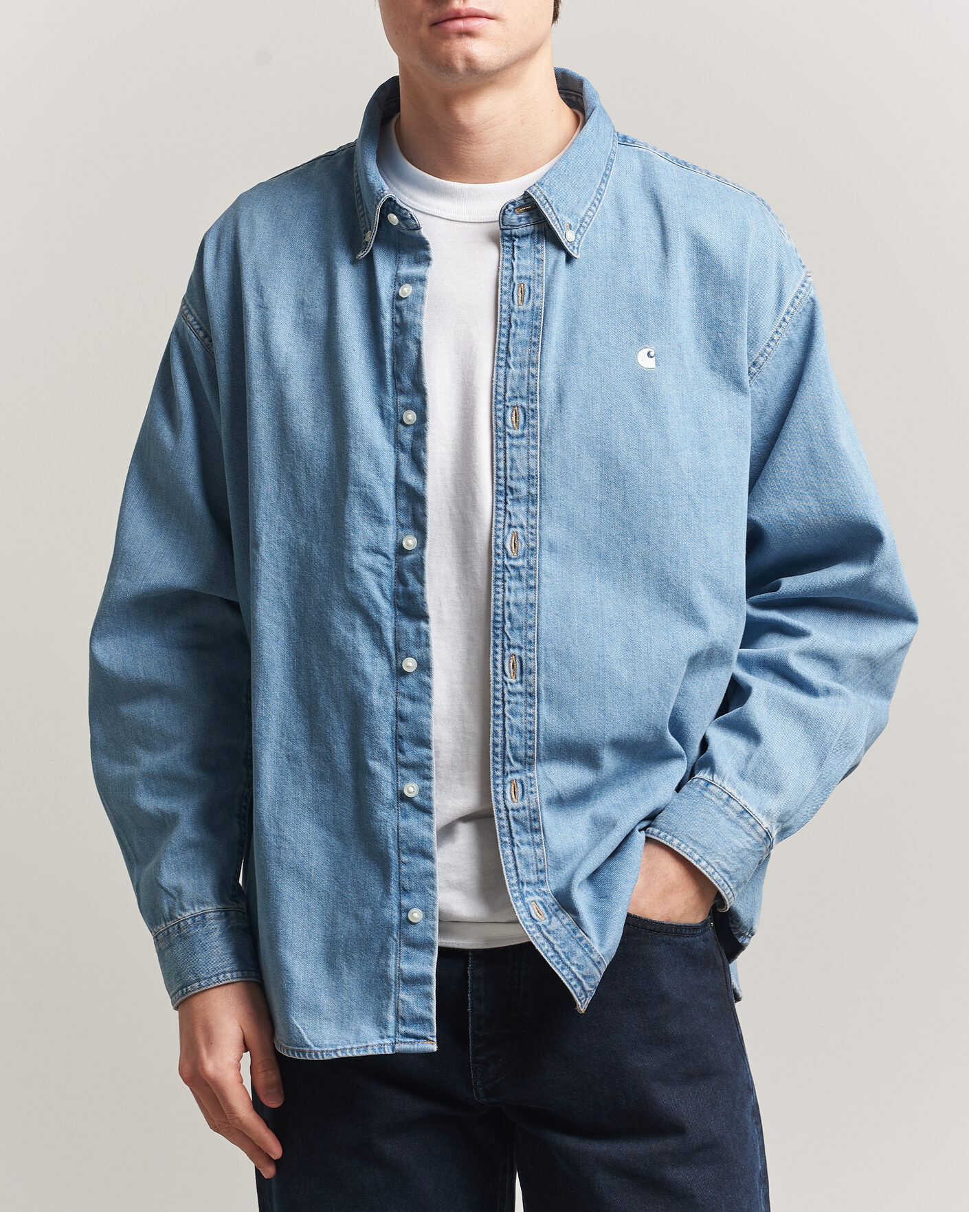 Herr | Skjortor | Carhartt WIP | Lucas Denim Shirt Blue Bleached