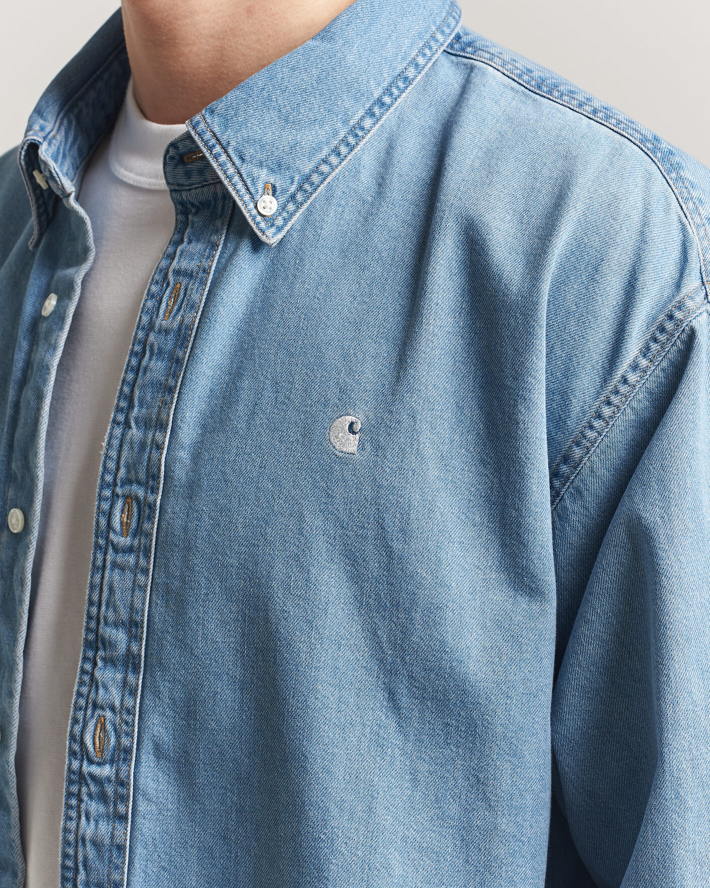 Herr | Skjortor | Carhartt WIP | Lucas Denim Shirt Blue Bleached