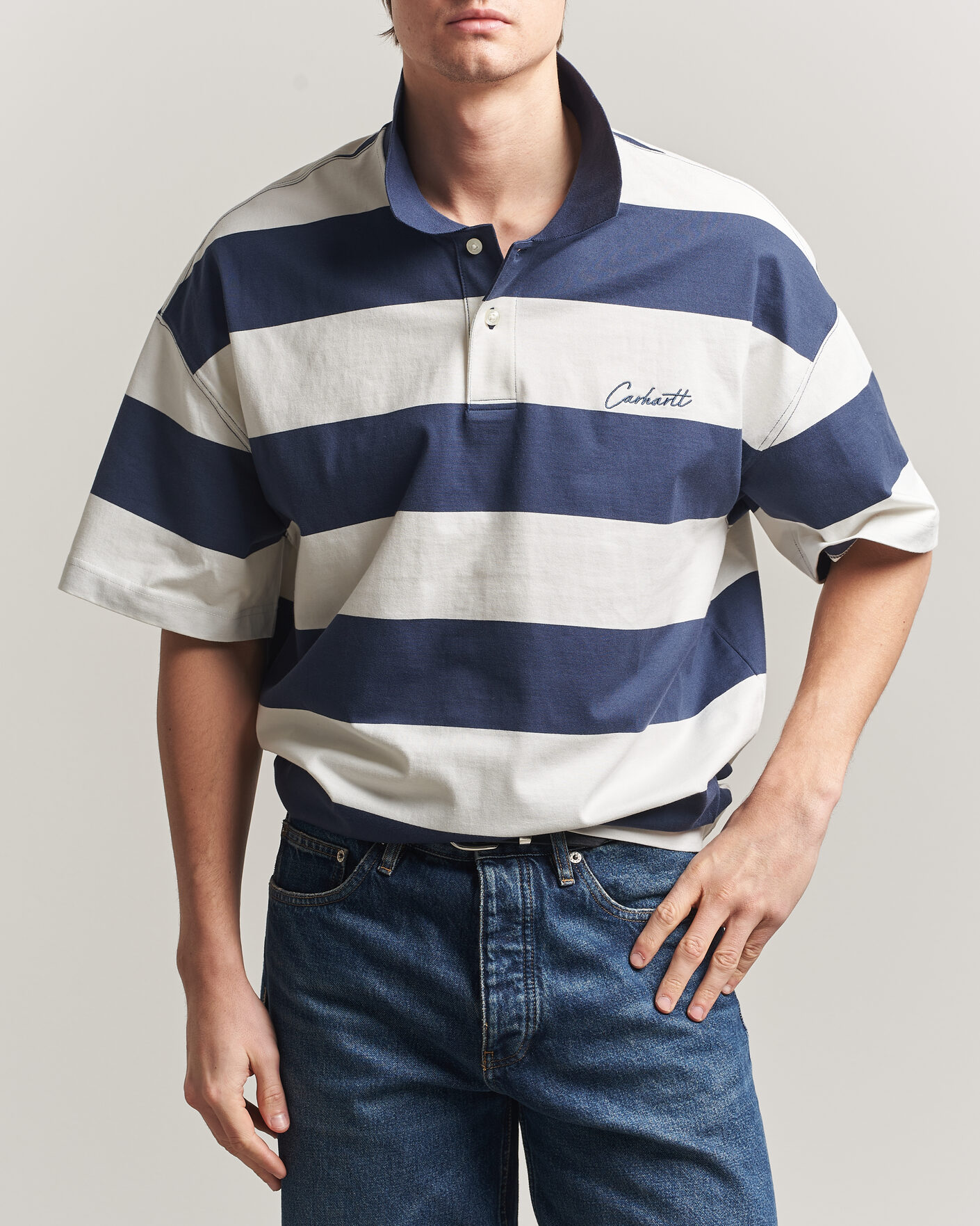 Herr | Pikéer | Carhartt WIP | Delrey Polo Blue Stripe