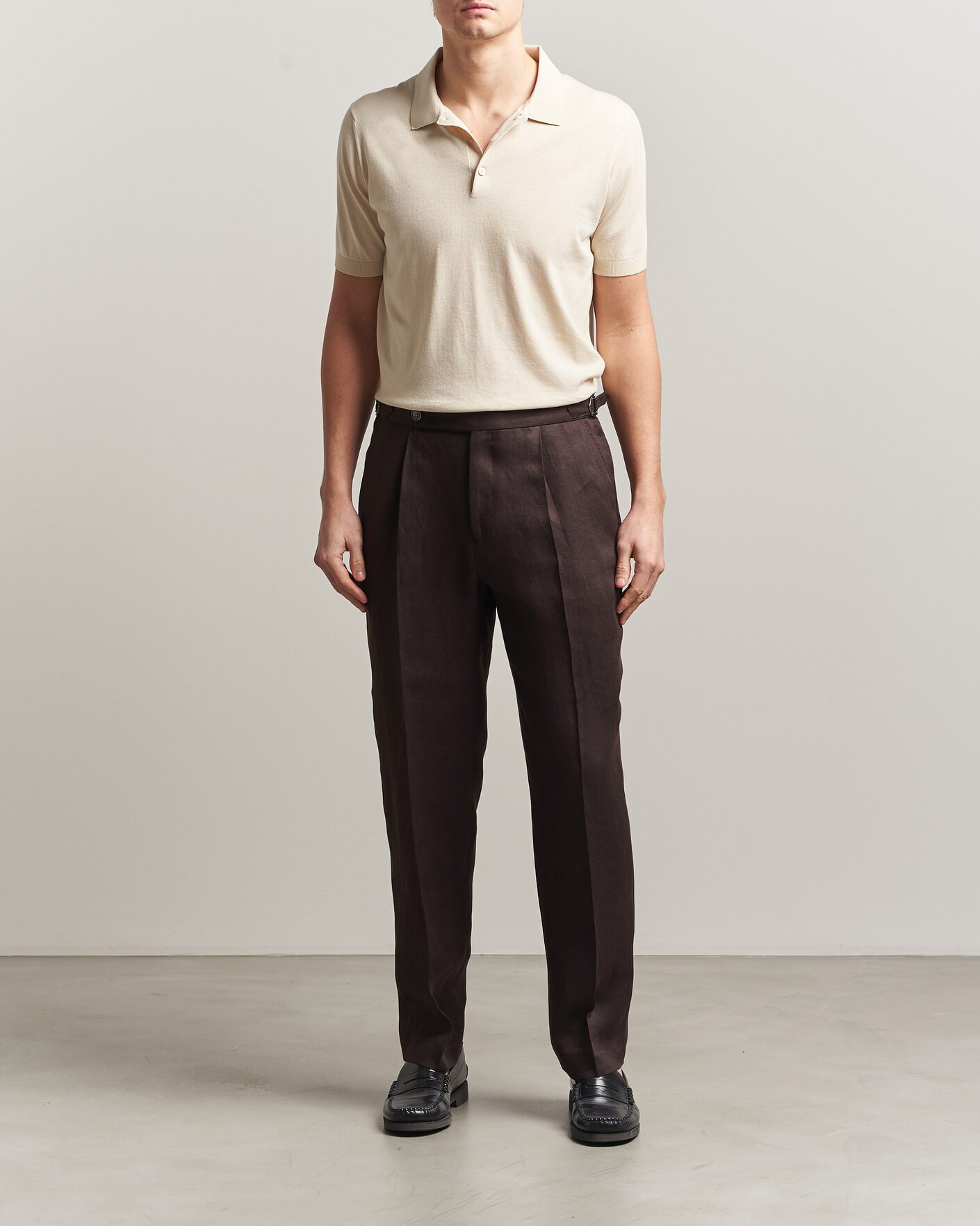 Herr | Pikéer | Piacenza Cashmere | Short Sleeve Knitted Polo Off White