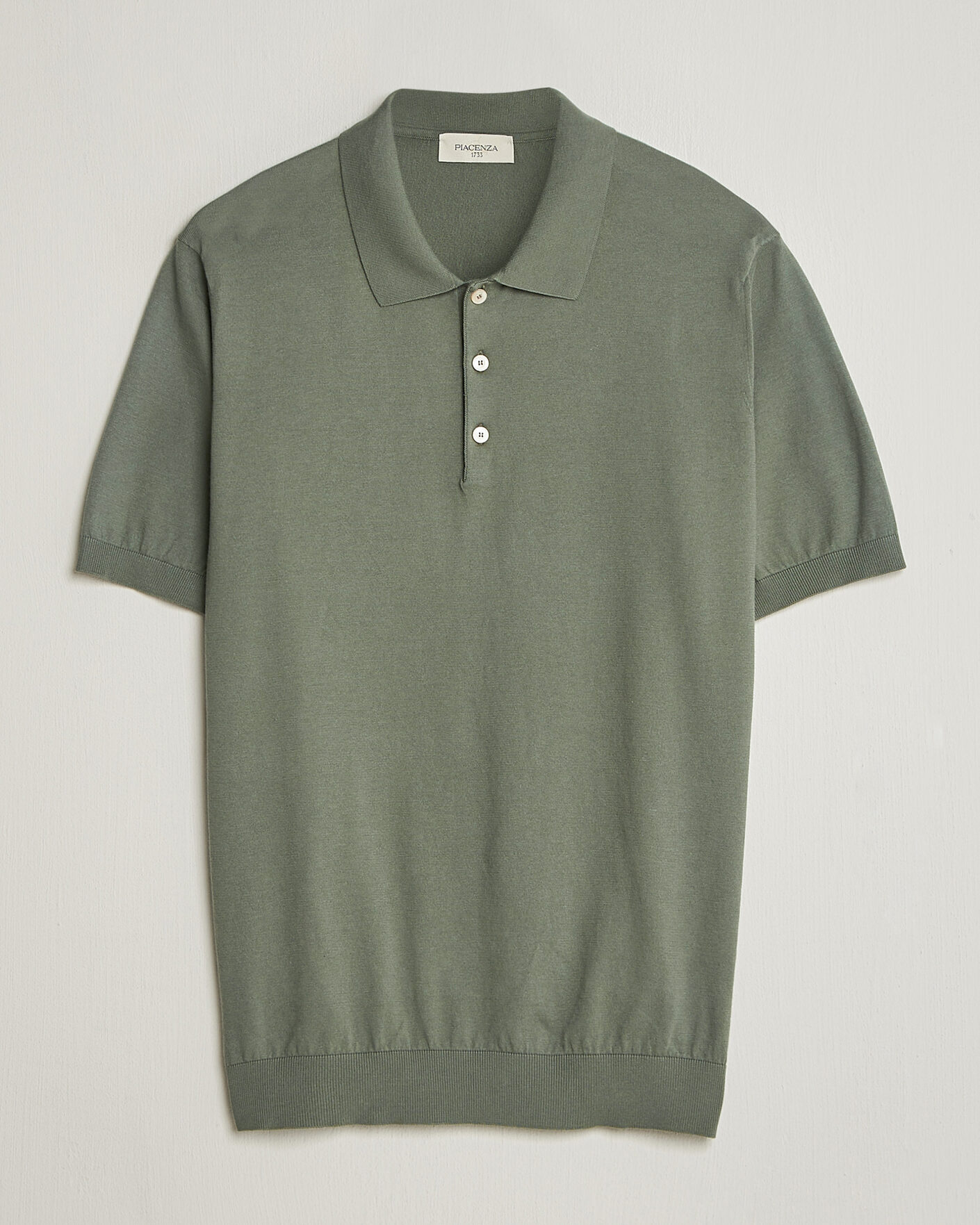 Herr | Pikéer | Piacenza Cashmere | Short Sleeve Knitted Polo Sage