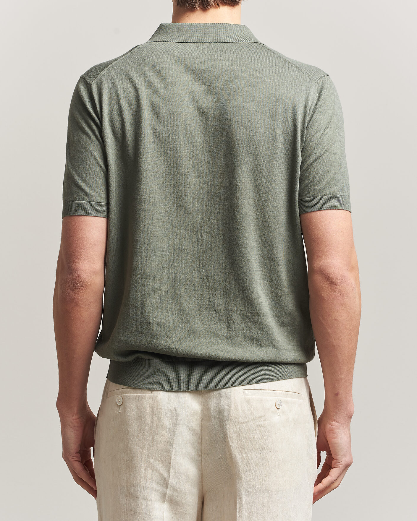 Herr | Pikéer | Piacenza Cashmere | Short Sleeve Knitted Polo Sage
