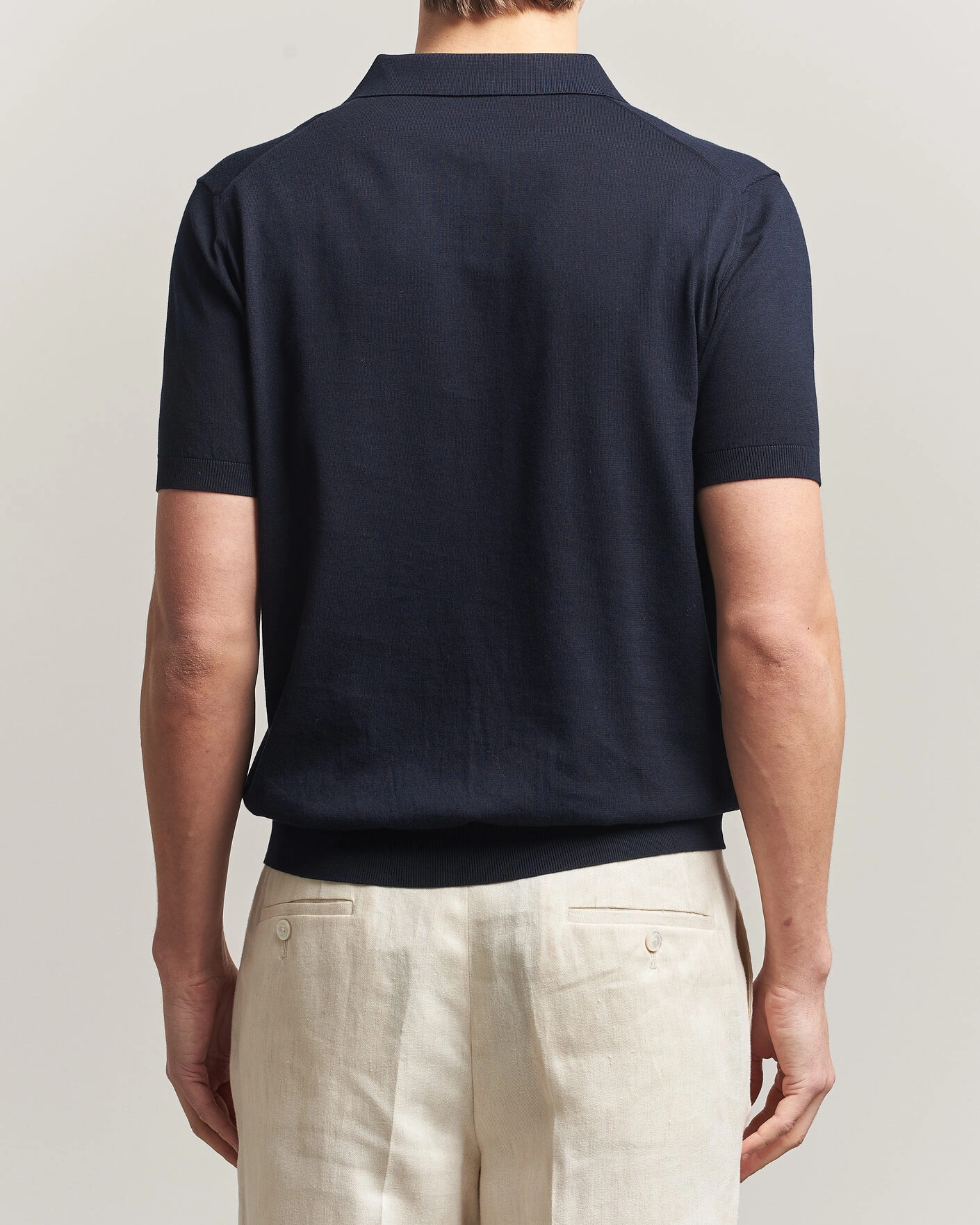 Herr | Pikéer | Piacenza Cashmere | Short Sleeve Knitted Polo Navy