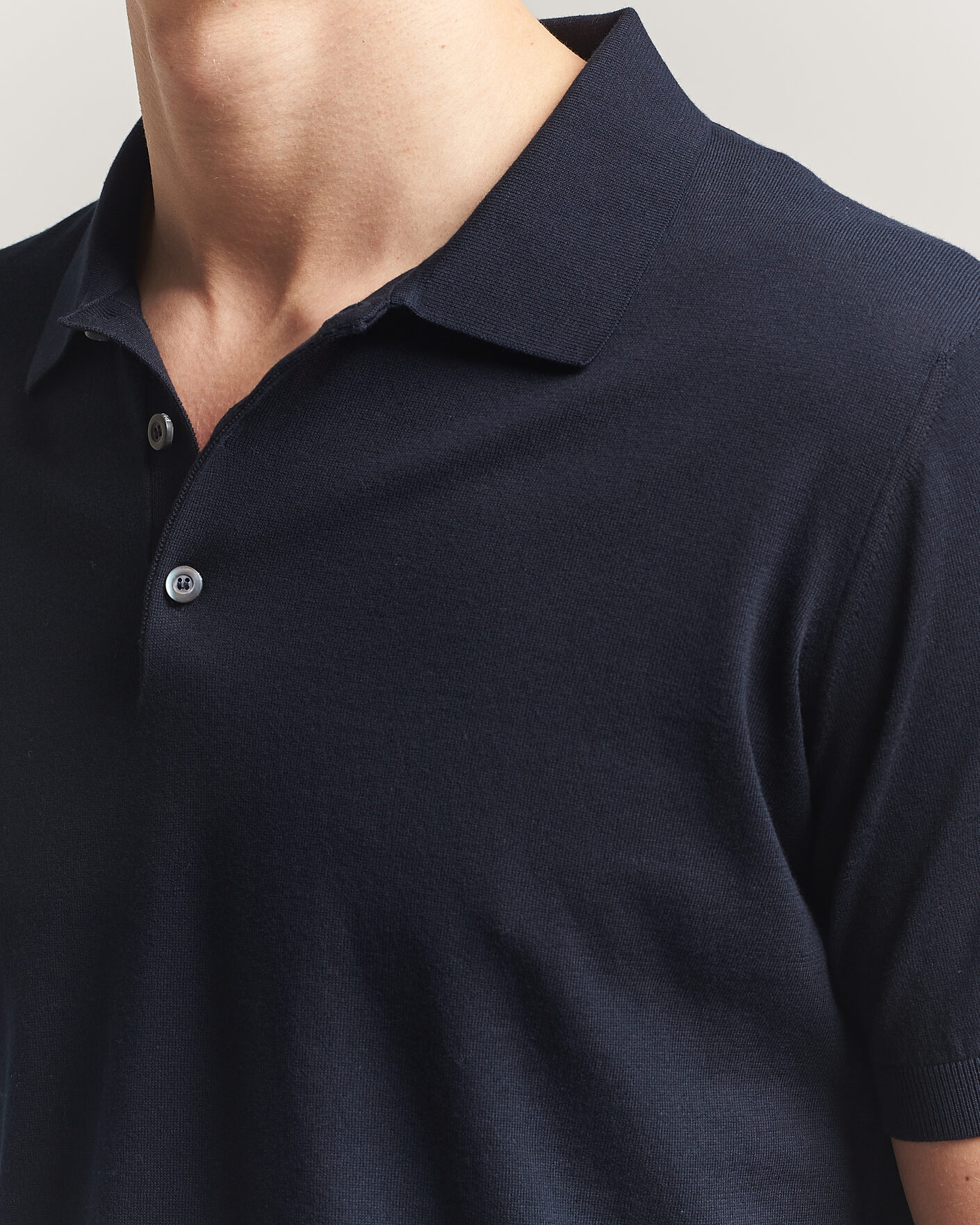 Herr | Pikéer | Piacenza Cashmere | Short Sleeve Knitted Polo Navy