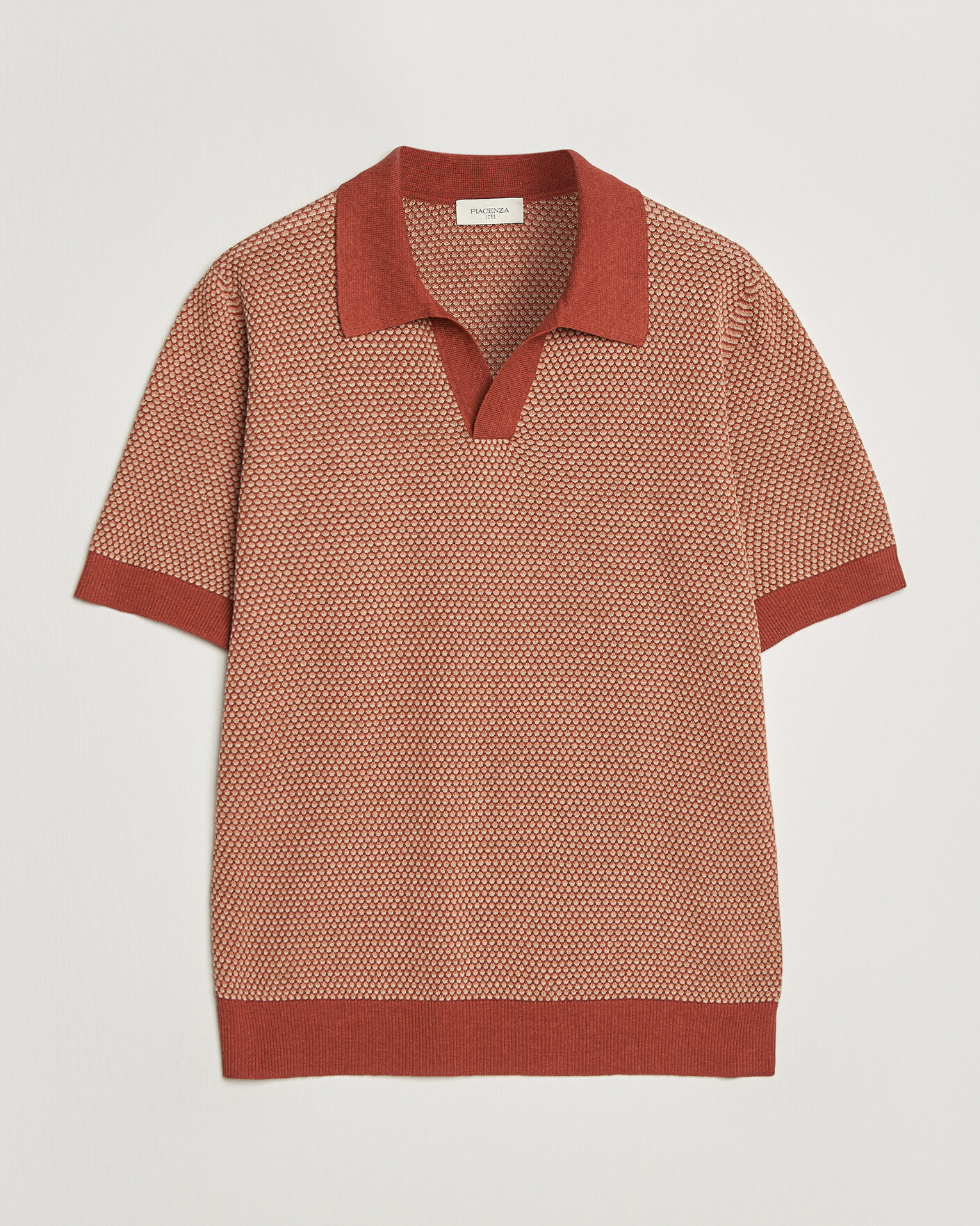 Herr | Pikéer | Piacenza Cashmere | Silk/Linen Honeycomb Knitted Polo Red