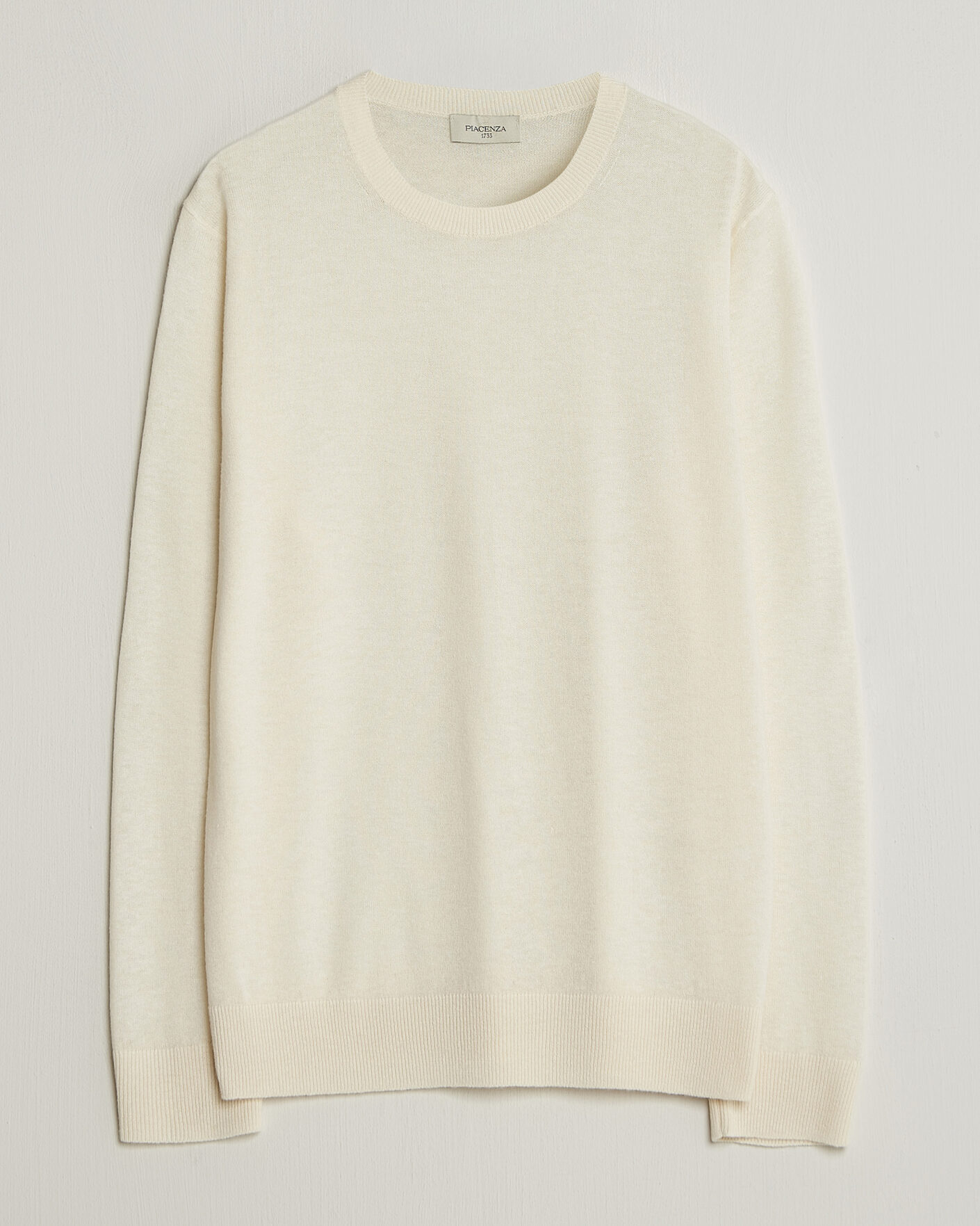 Herr | Tröjor | Piacenza Cashmere | Soft Silk/Cashmere Crew Neck  Off White