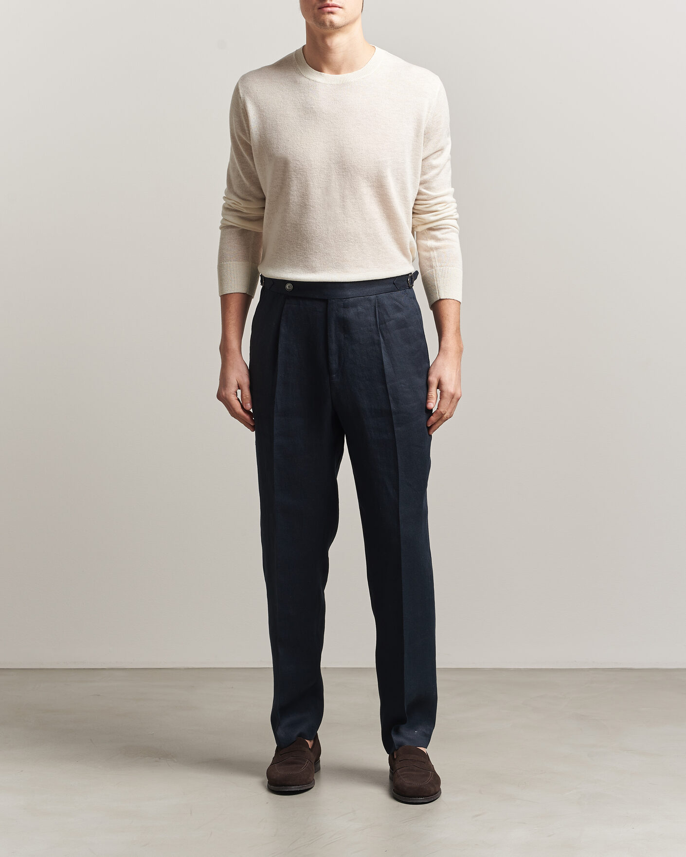 Herr | Tröjor | Piacenza Cashmere | Soft Silk/Cashmere Crew Neck  Off White
