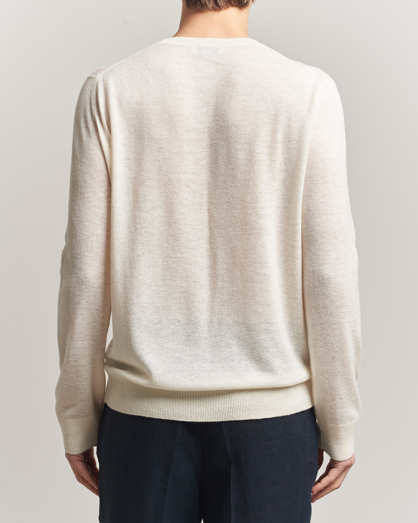 Herr | Tröjor | Piacenza Cashmere | Soft Silk/Cashmere Crew Neck  Off White