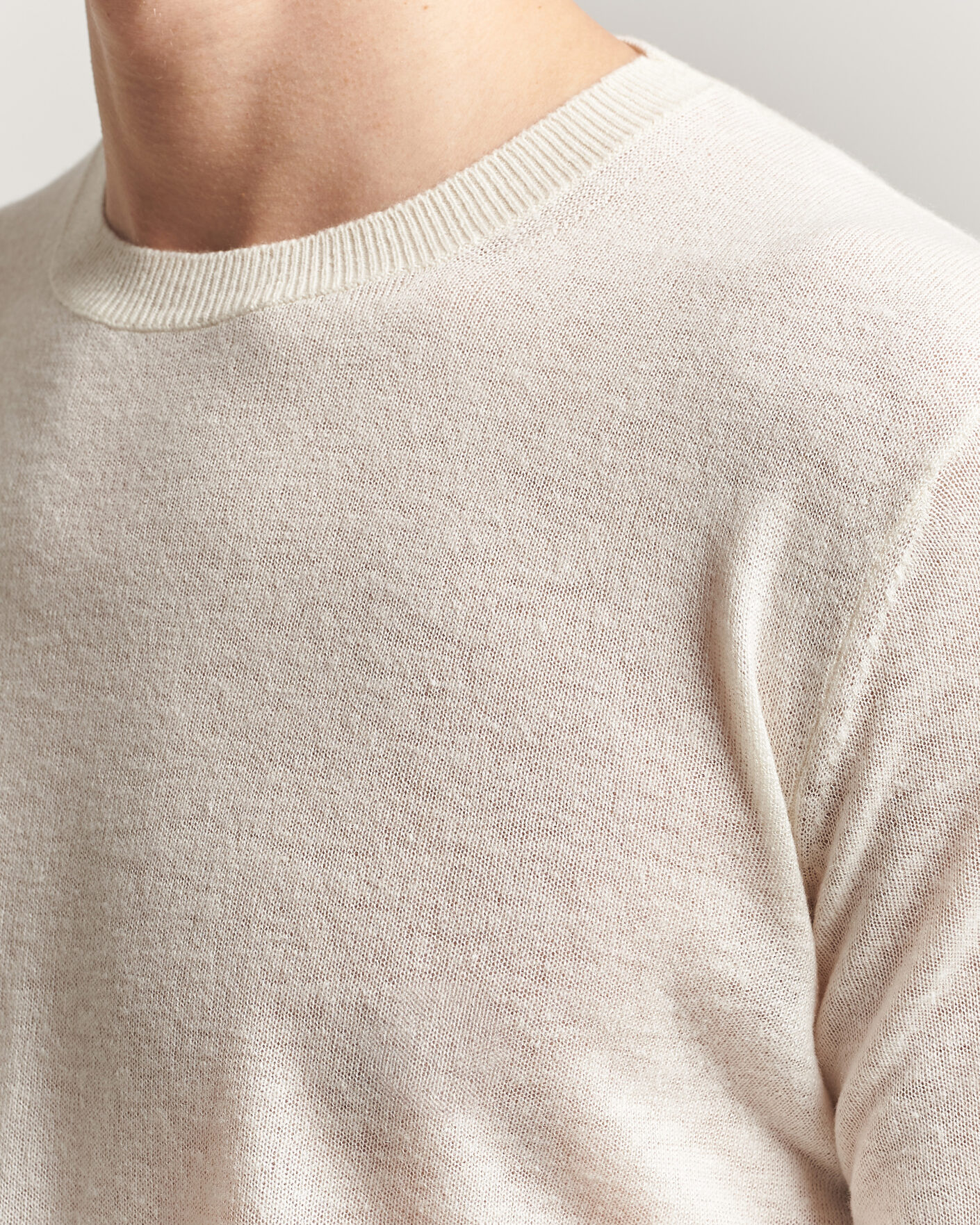 Herr | Tröjor | Piacenza Cashmere | Soft Silk/Cashmere Crew Neck  Off White