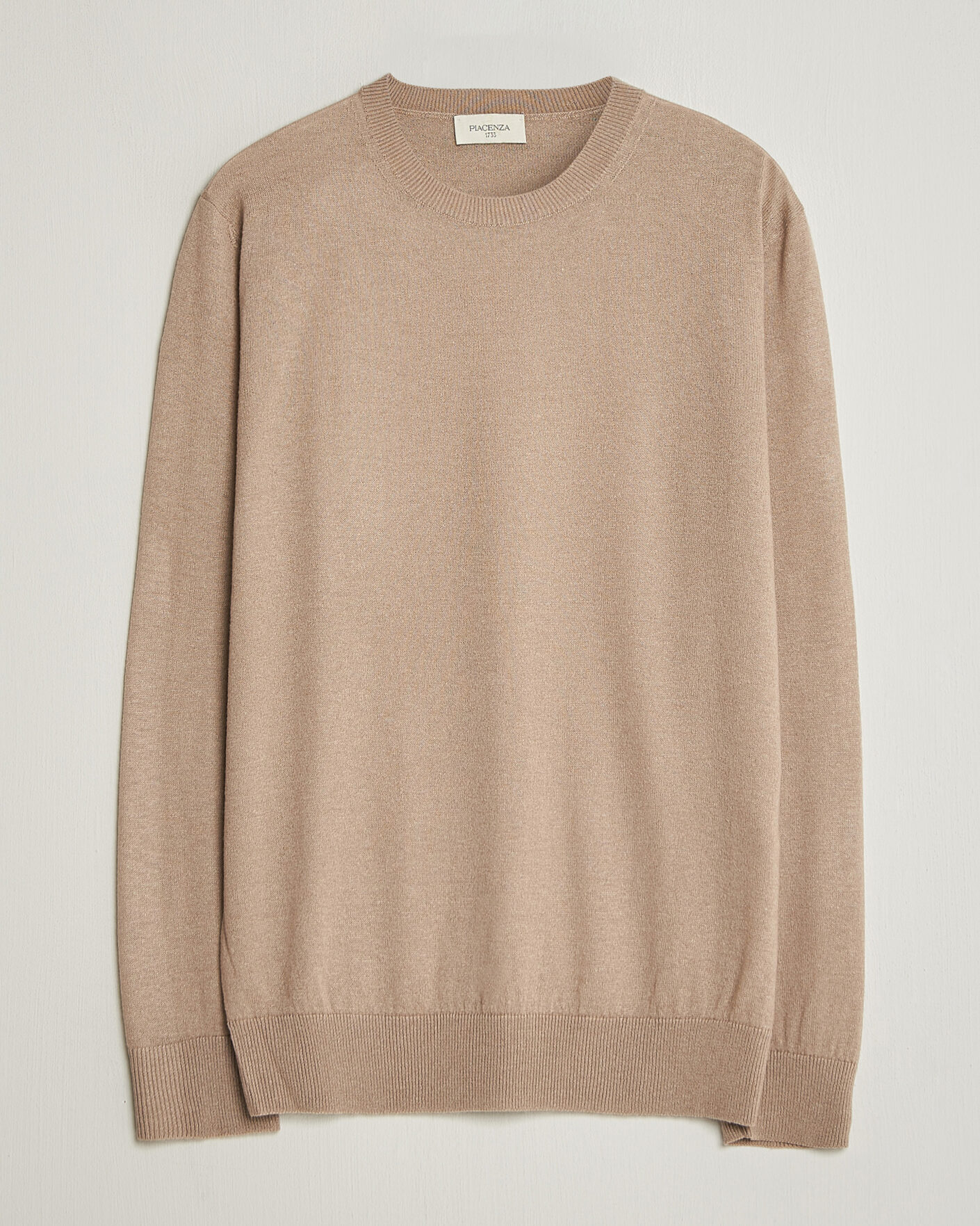 Herr | Tröjor | Piacenza Cashmere | Soft Silk/Cashmere Crew Neck  Beige