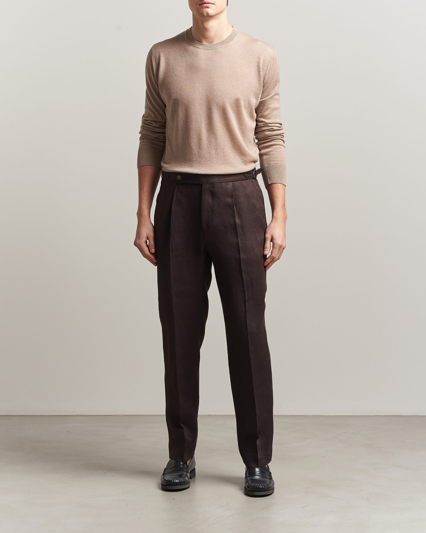 Herr | Tröjor | Piacenza Cashmere | Soft Silk/Cashmere Crew Neck  Beige