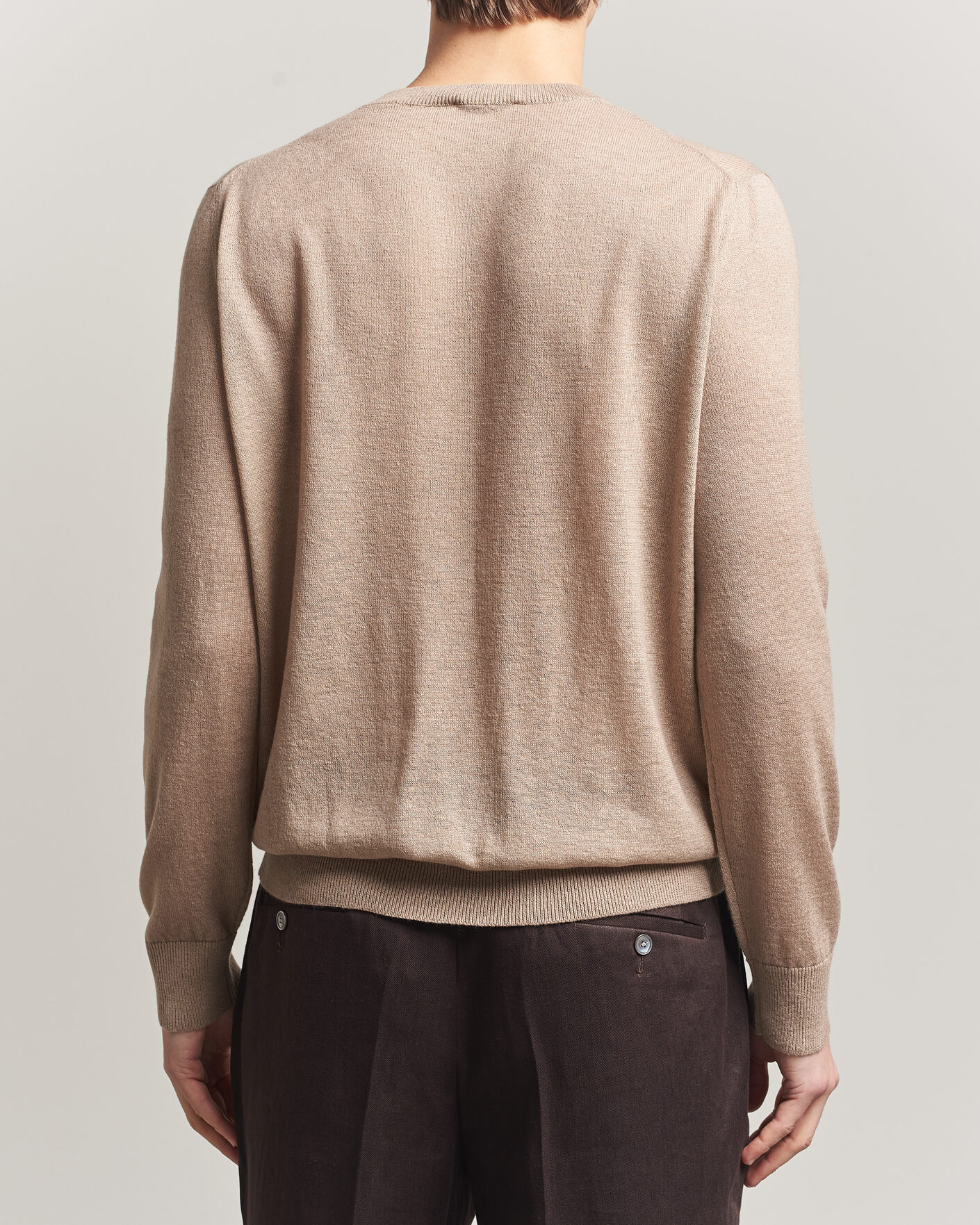 Herr | Tröjor | Piacenza Cashmere | Soft Silk/Cashmere Crew Neck  Beige