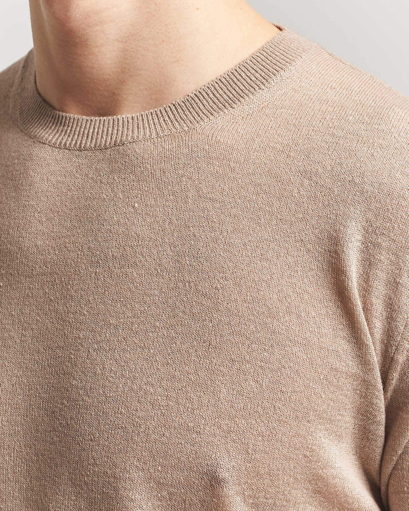 Herr | Tröjor | Piacenza Cashmere | Soft Silk/Cashmere Crew Neck  Beige