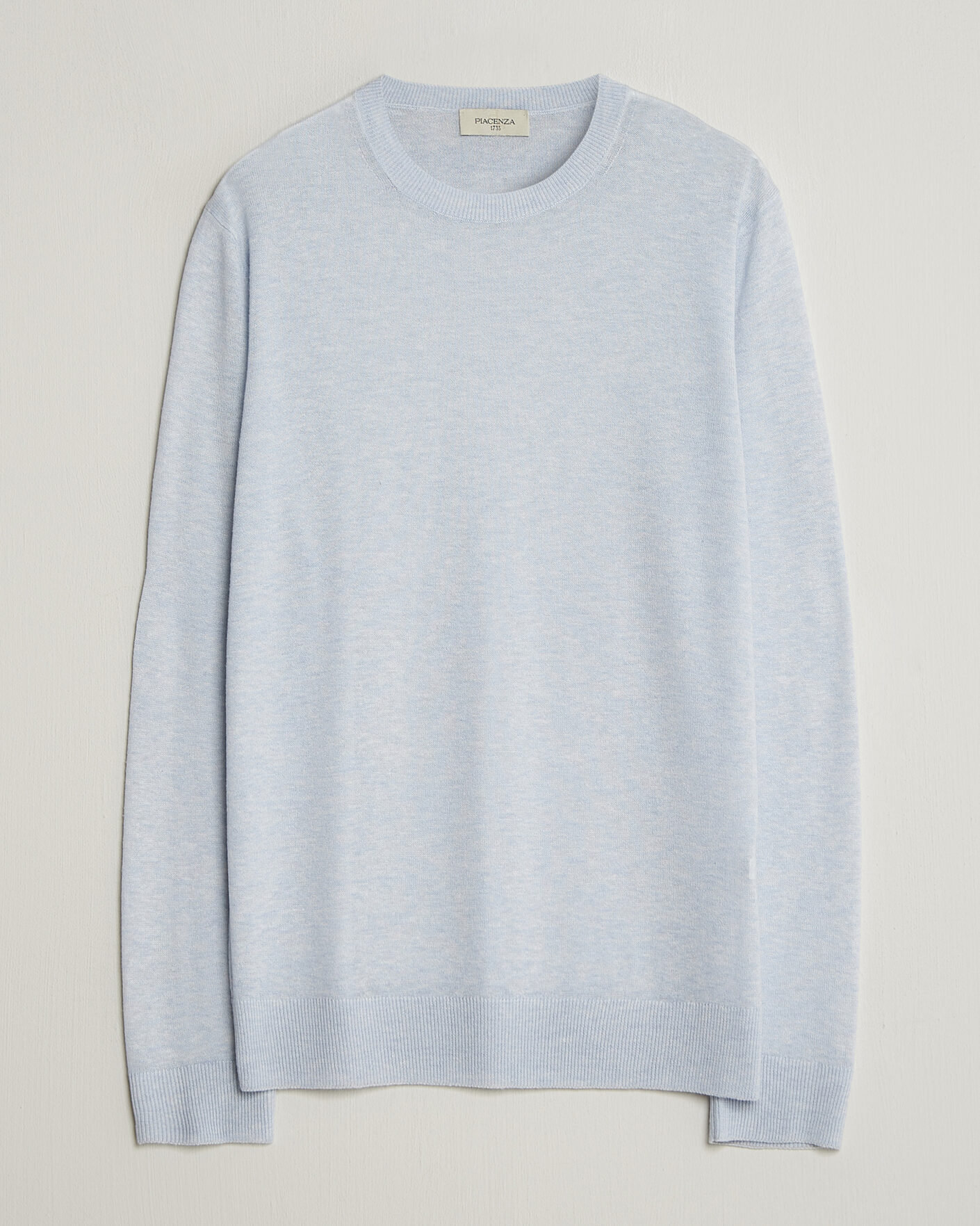 Herr | Tröjor | Piacenza Cashmere | Soft Silk/Cashmere Crew Neck  Sky Blue