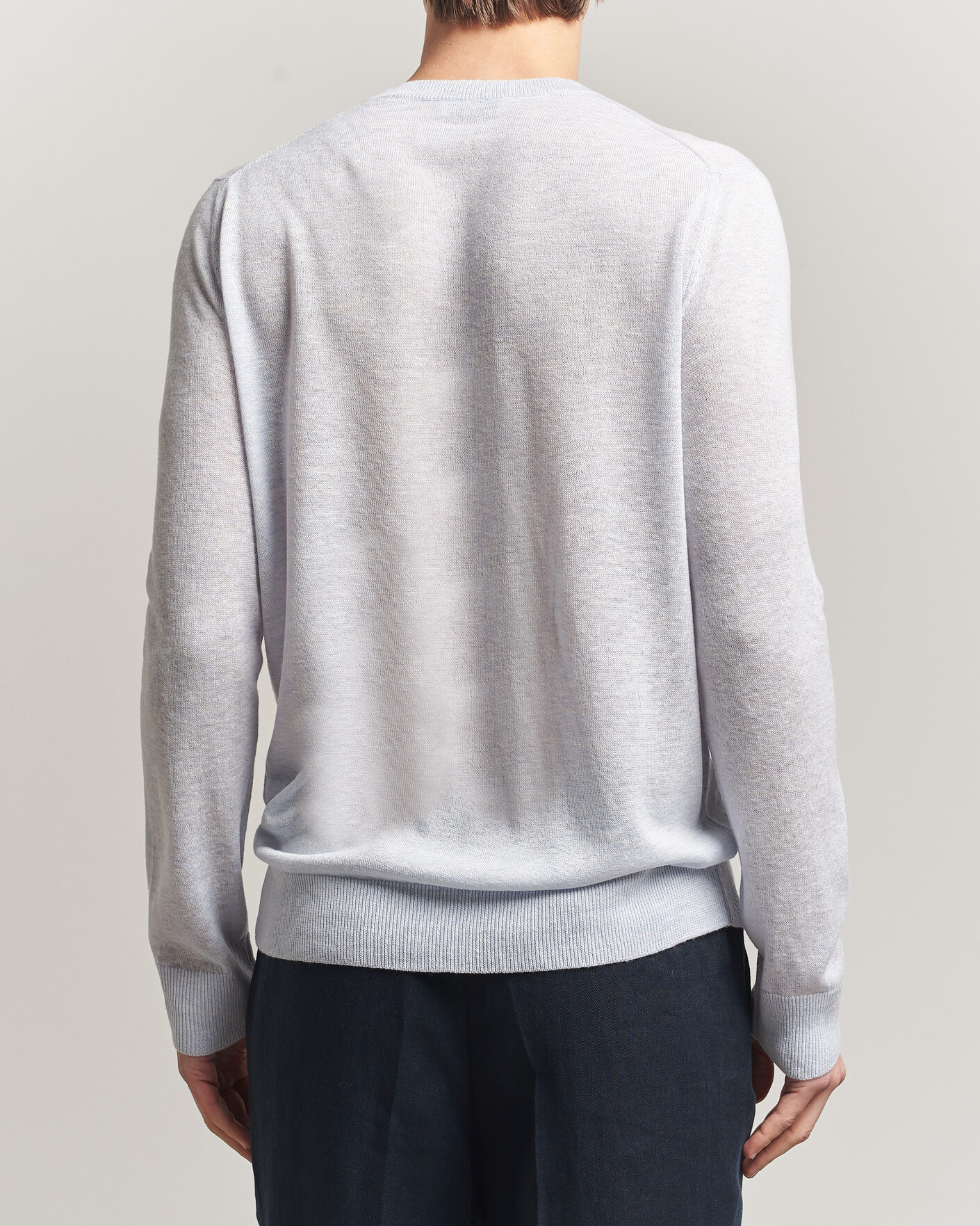 Herr | Tröjor | Piacenza Cashmere | Soft Silk/Cashmere Crew Neck  Sky Blue
