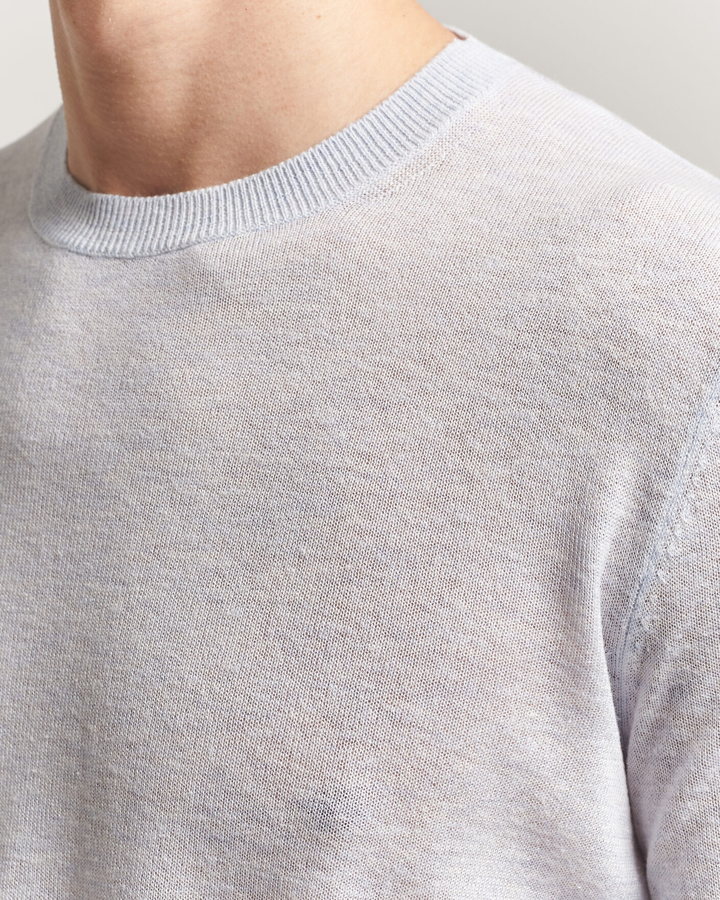 Herr | Tröjor | Piacenza Cashmere | Soft Silk/Cashmere Crew Neck  Sky Blue