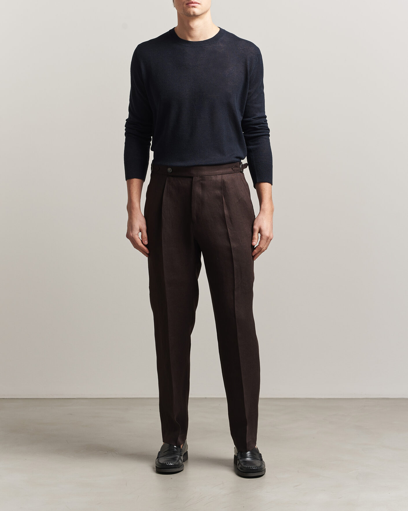 Herr | Tröjor | Piacenza Cashmere | Soft Silk/Cashmere Crew Neck  Navy