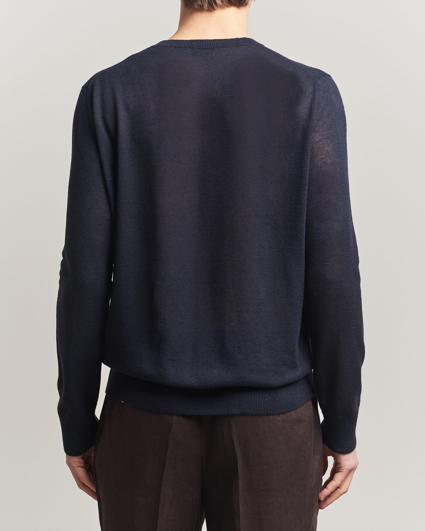 Herr | Tröjor | Piacenza Cashmere | Soft Silk/Cashmere Crew Neck  Navy