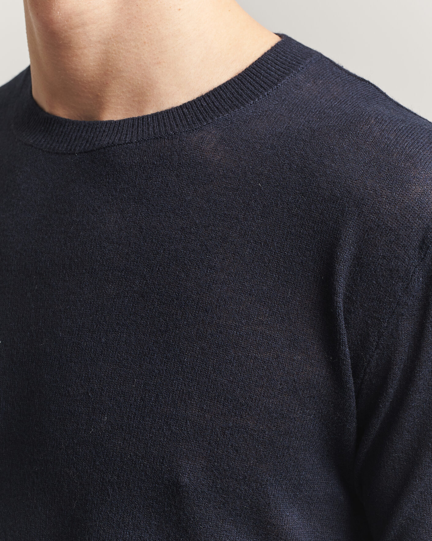 Herr | Tröjor | Piacenza Cashmere | Soft Silk/Cashmere Crew Neck  Navy