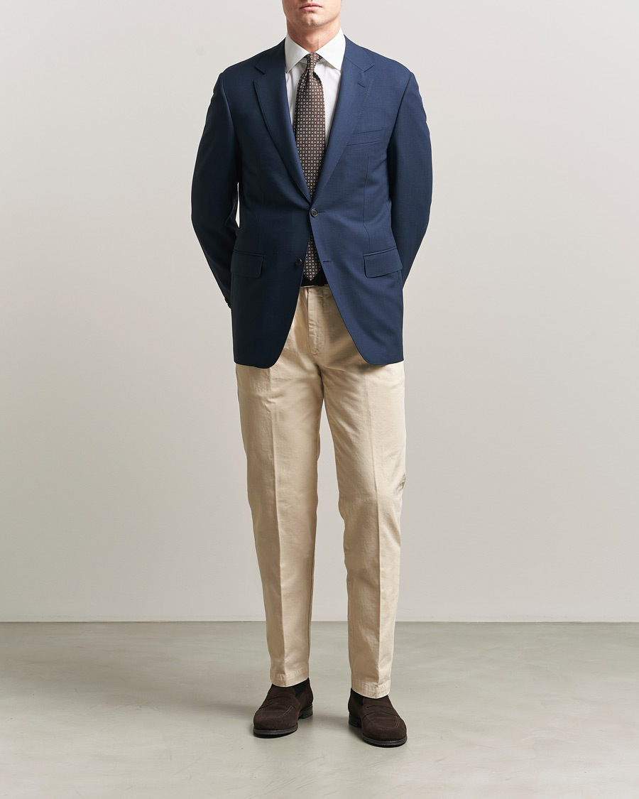 Herr | Kavajer | Canali | Travel Wool Blazer Dark Blue