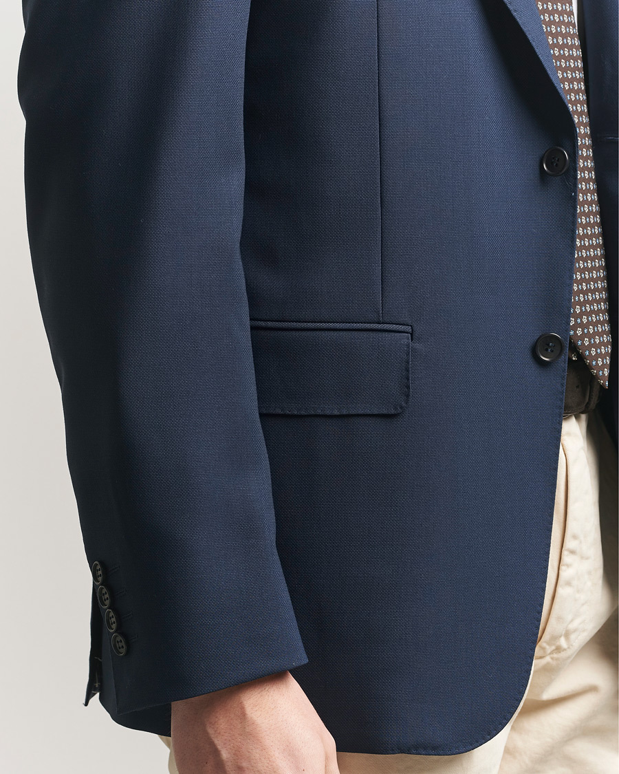Herr | Kavajer | Canali | Travel Wool Blazer Dark Blue