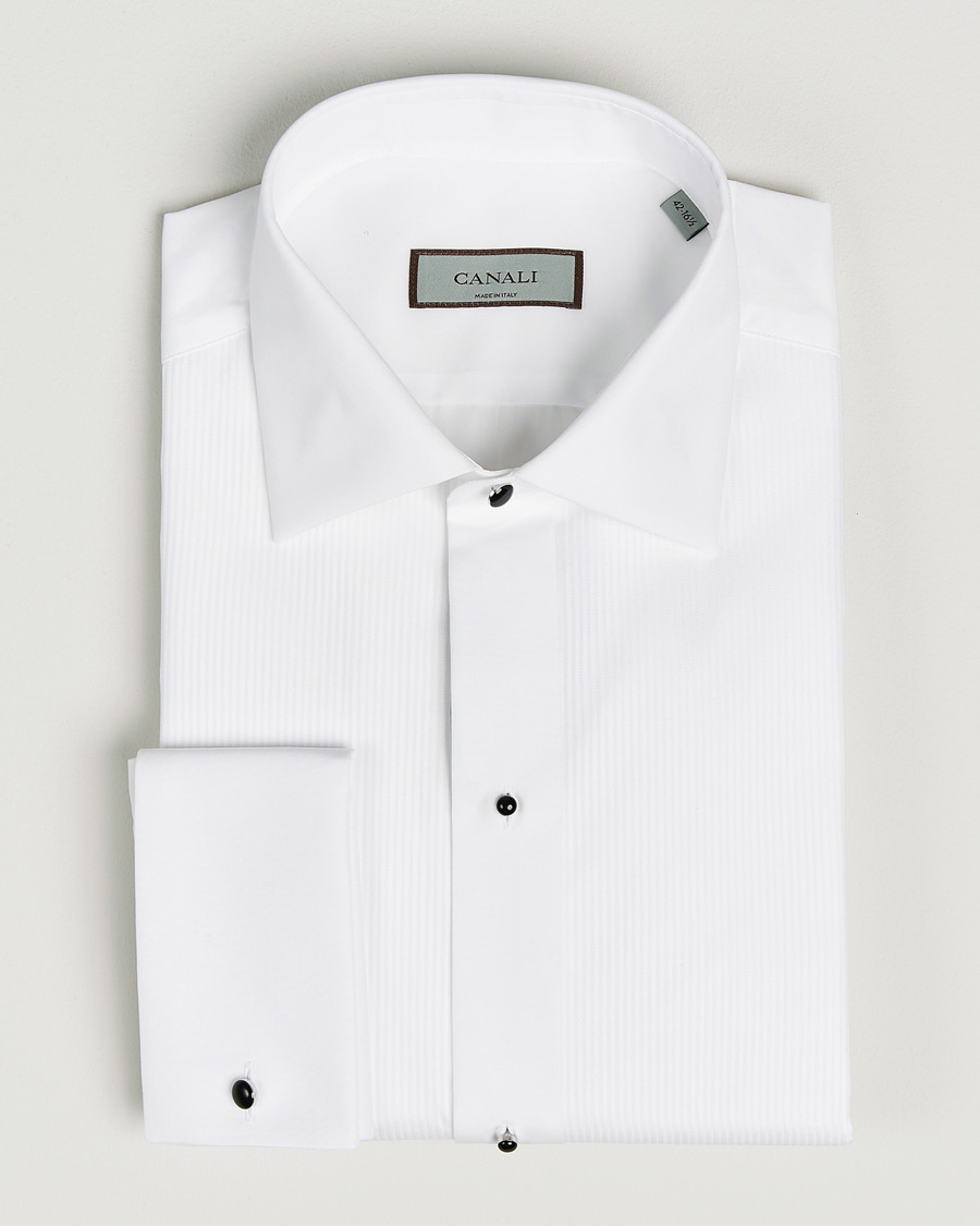 Herr | Skjortor | Canali | Classic Black Studs Tuxedo Shirt White